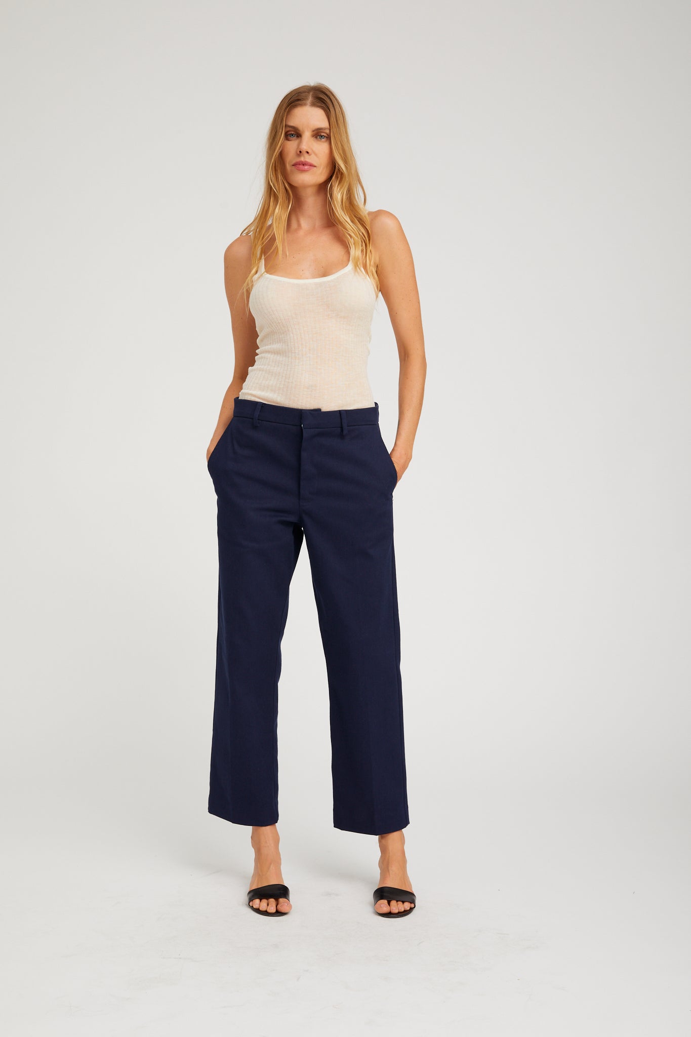 Straight leg trouser navy | SPRWMN | MARKET