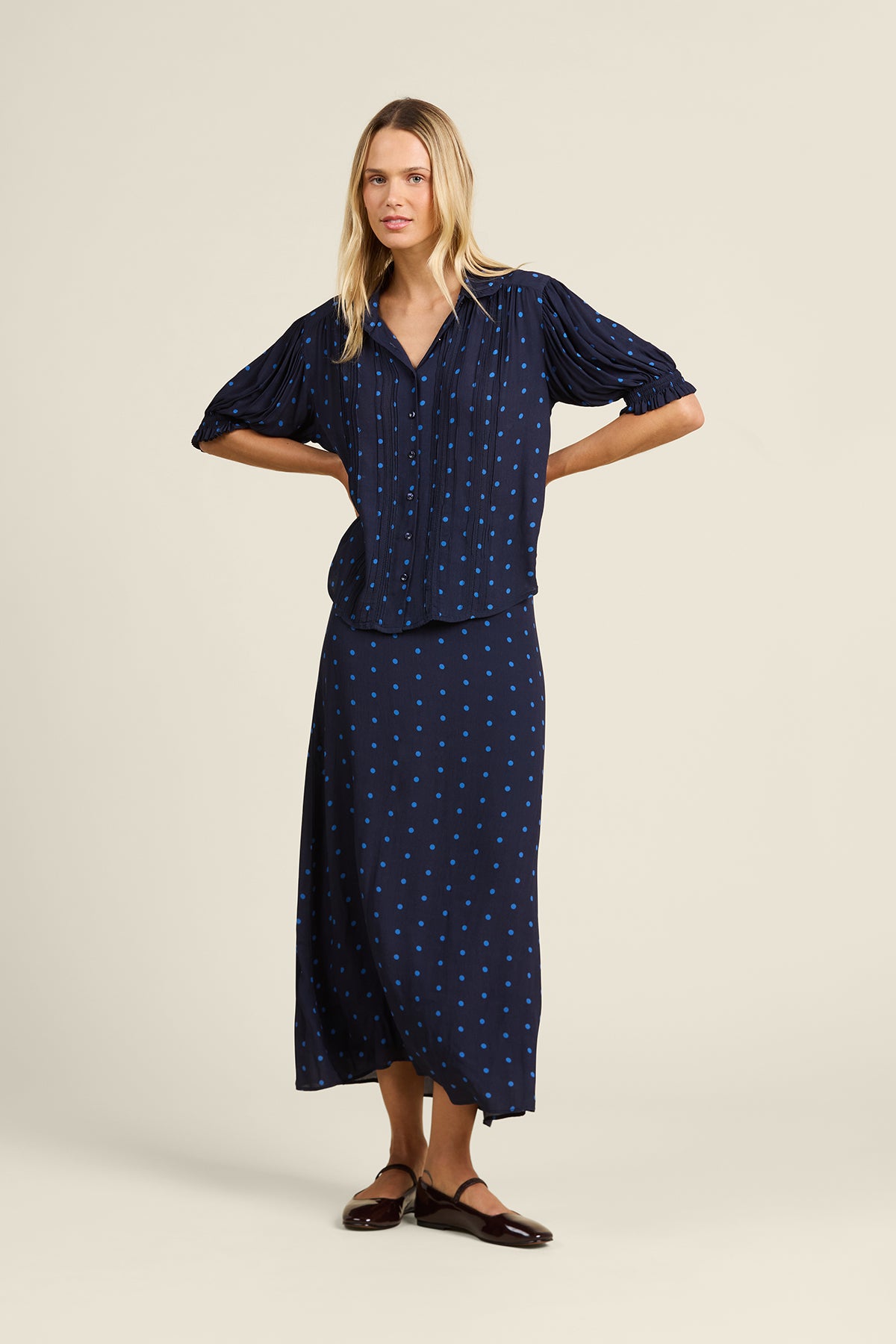 Gemma Blouse Azure Polka Dot | Trovata  | MARKET