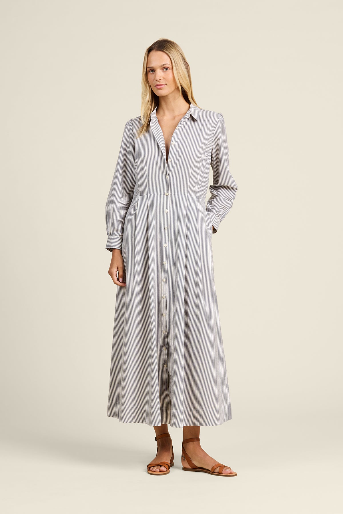 Emmelie Dress Navy Stripe | Trovata | MARKET