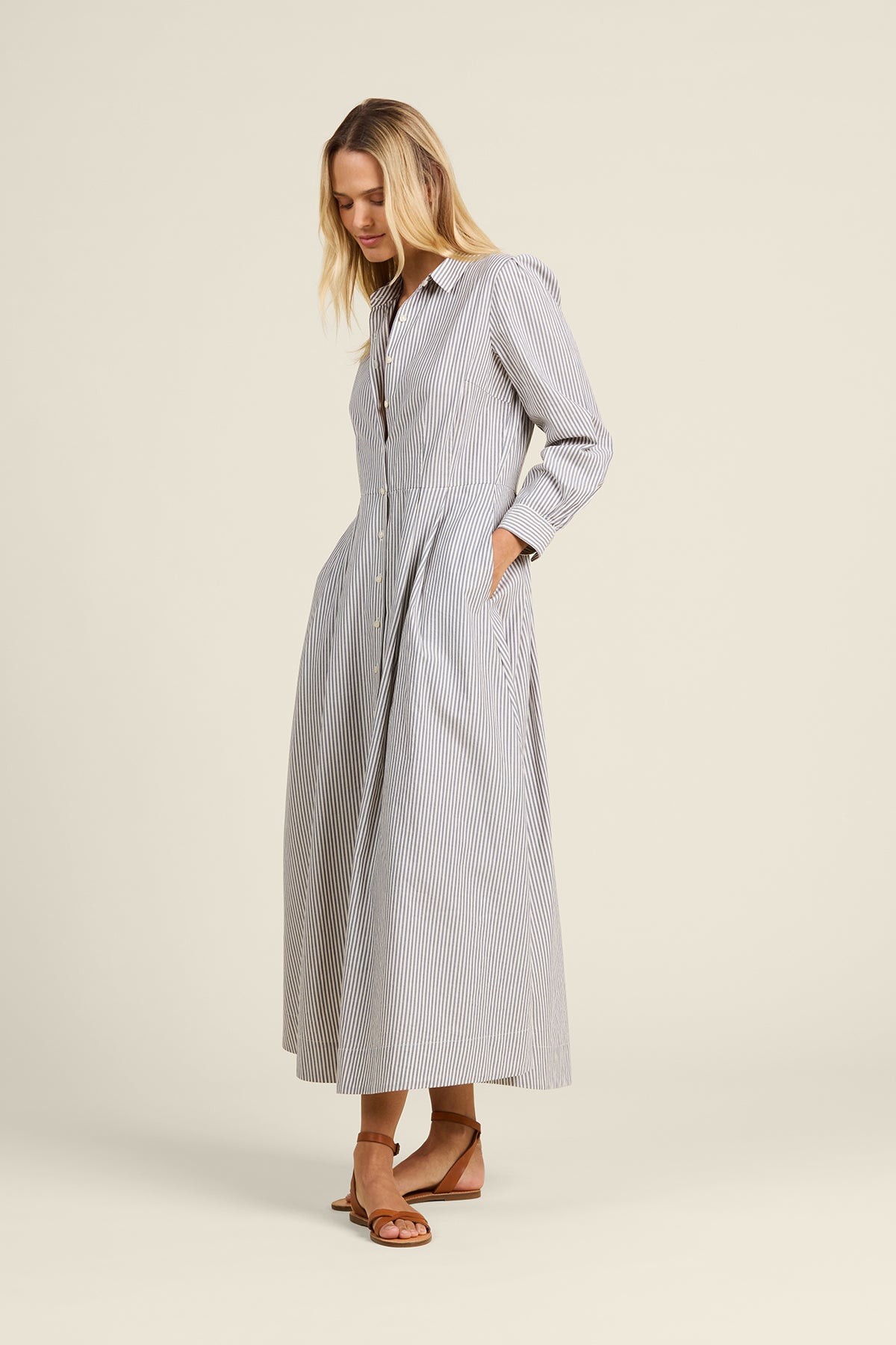 Emmelie Dress Navy Stripe | Trovata | MARKET