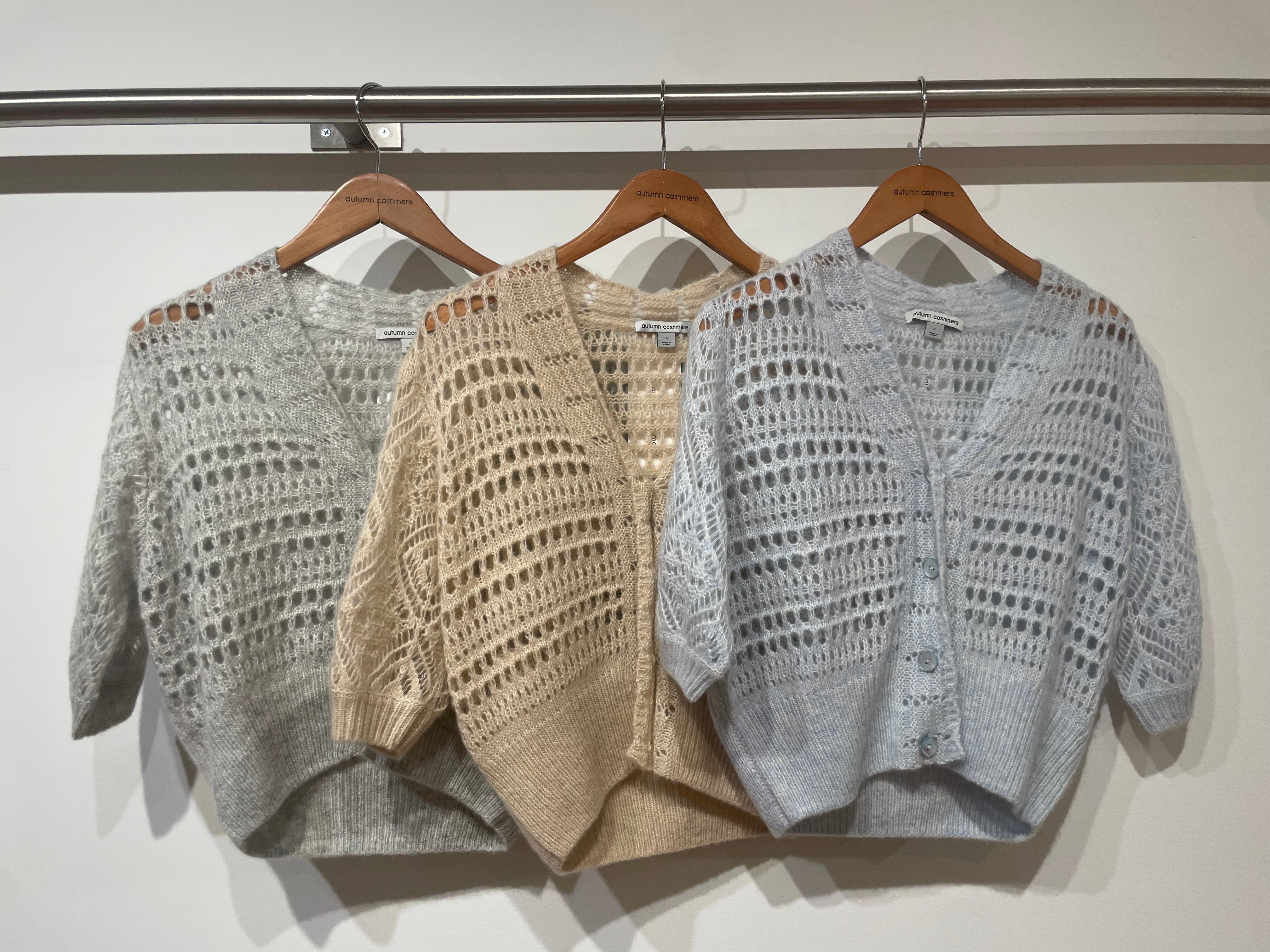 S/S Mixed Pointelle Cardigan