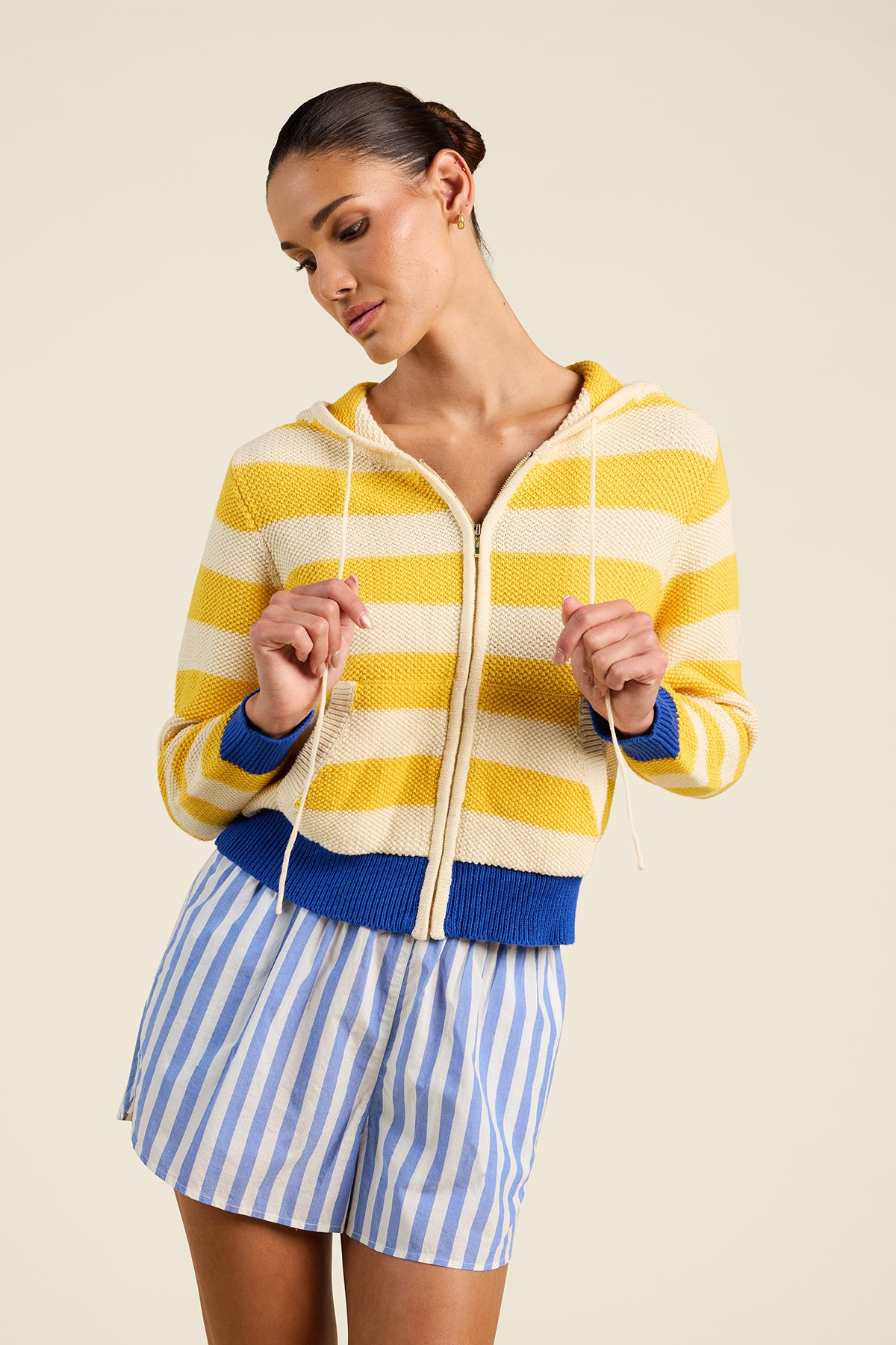 Rafa Zip-Up Hoodie Yellow Stripe | Trovata | MARKET