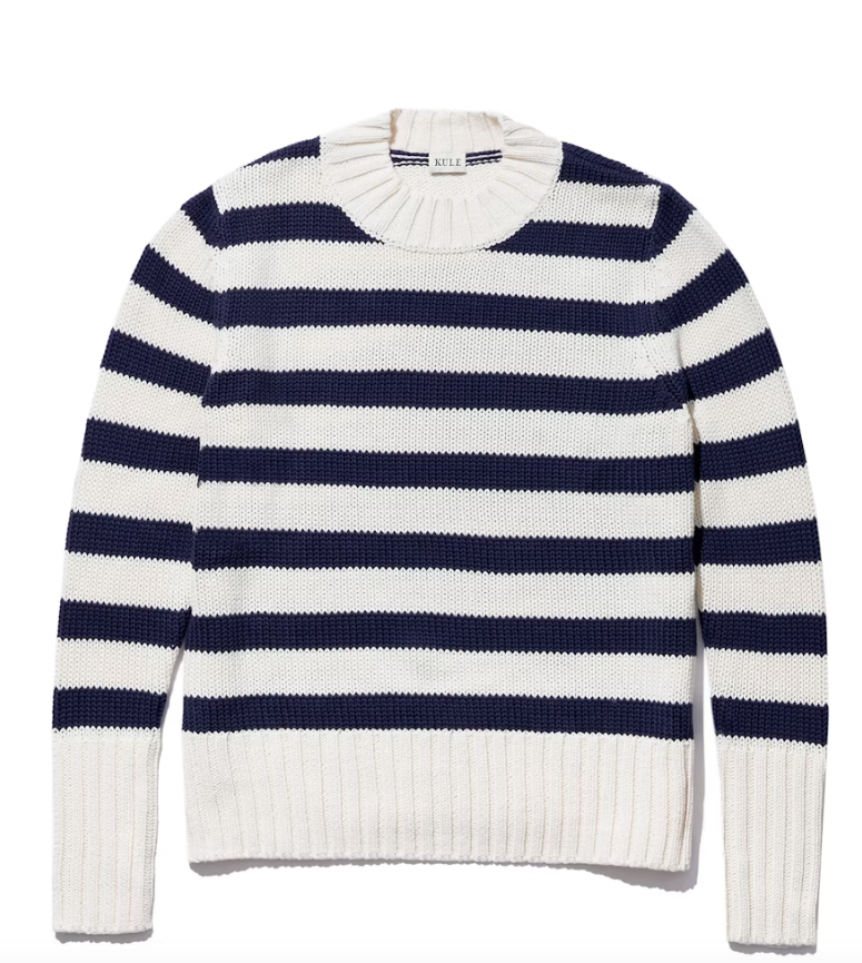 tatum stripe sweater cream/navy, front flat