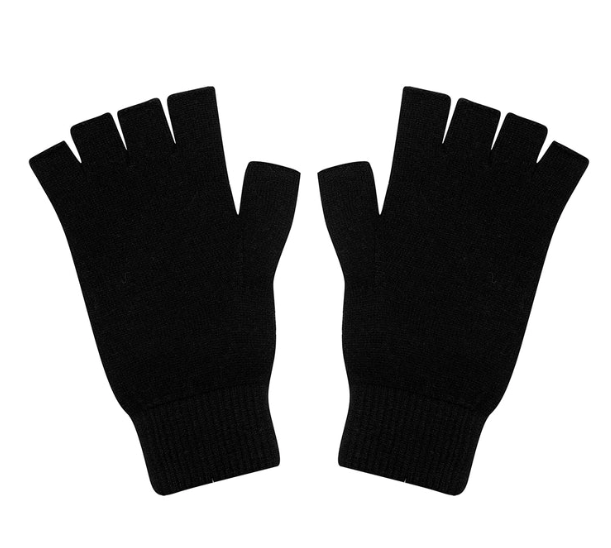 Black fingerless gloves