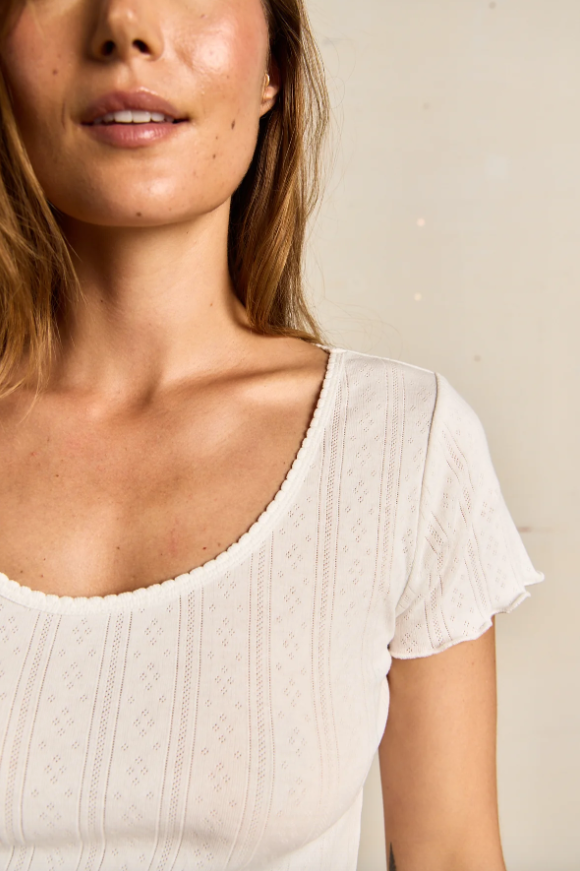 Helena Pointelle Tee white | Perfect White Tee | MARKET