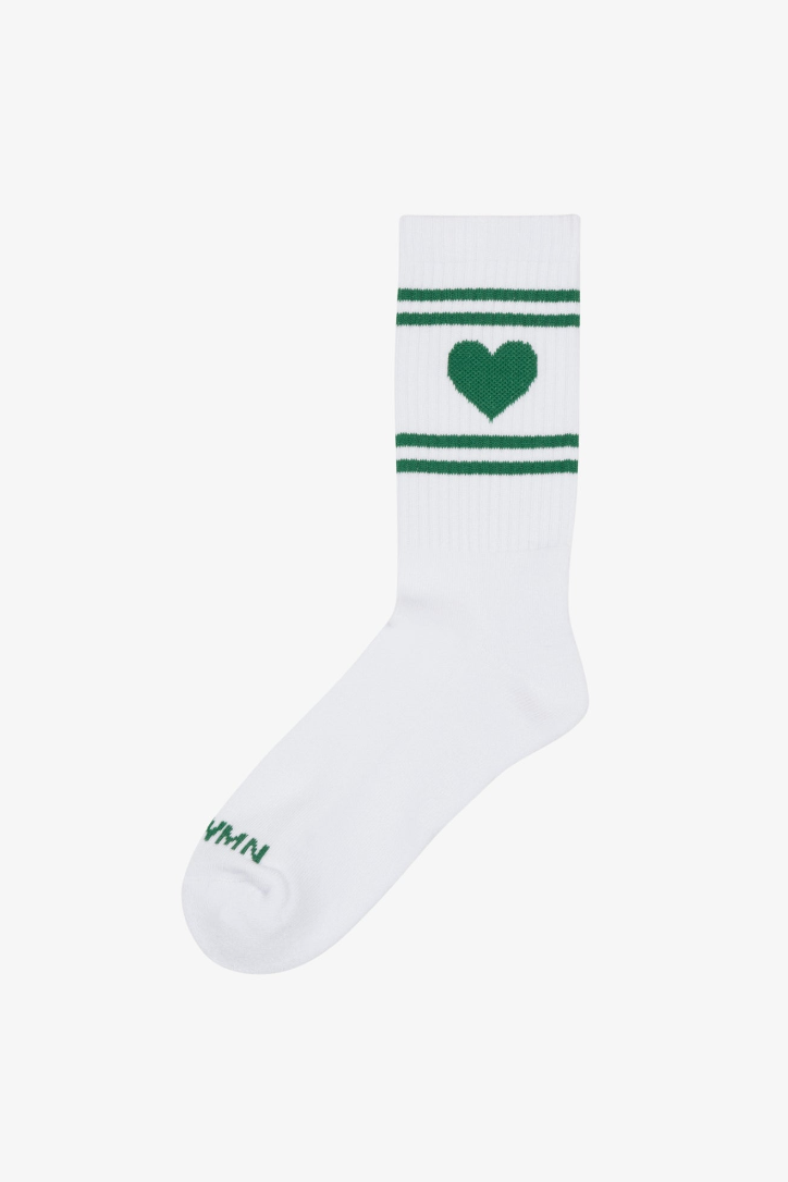 Heart Logo Crew Socks white/green | SPRWMN | MARKET