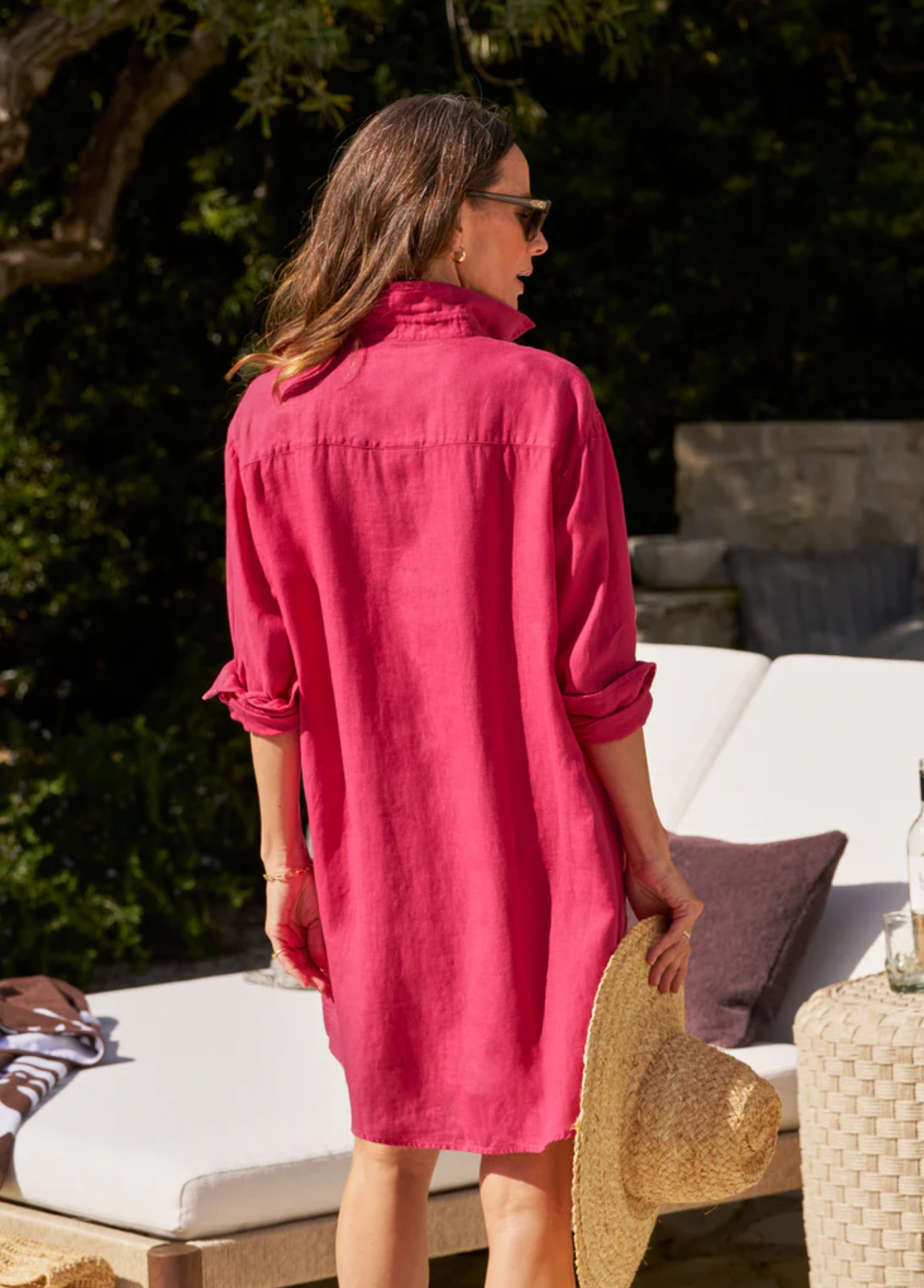 Mary shirtdress hot pink back view