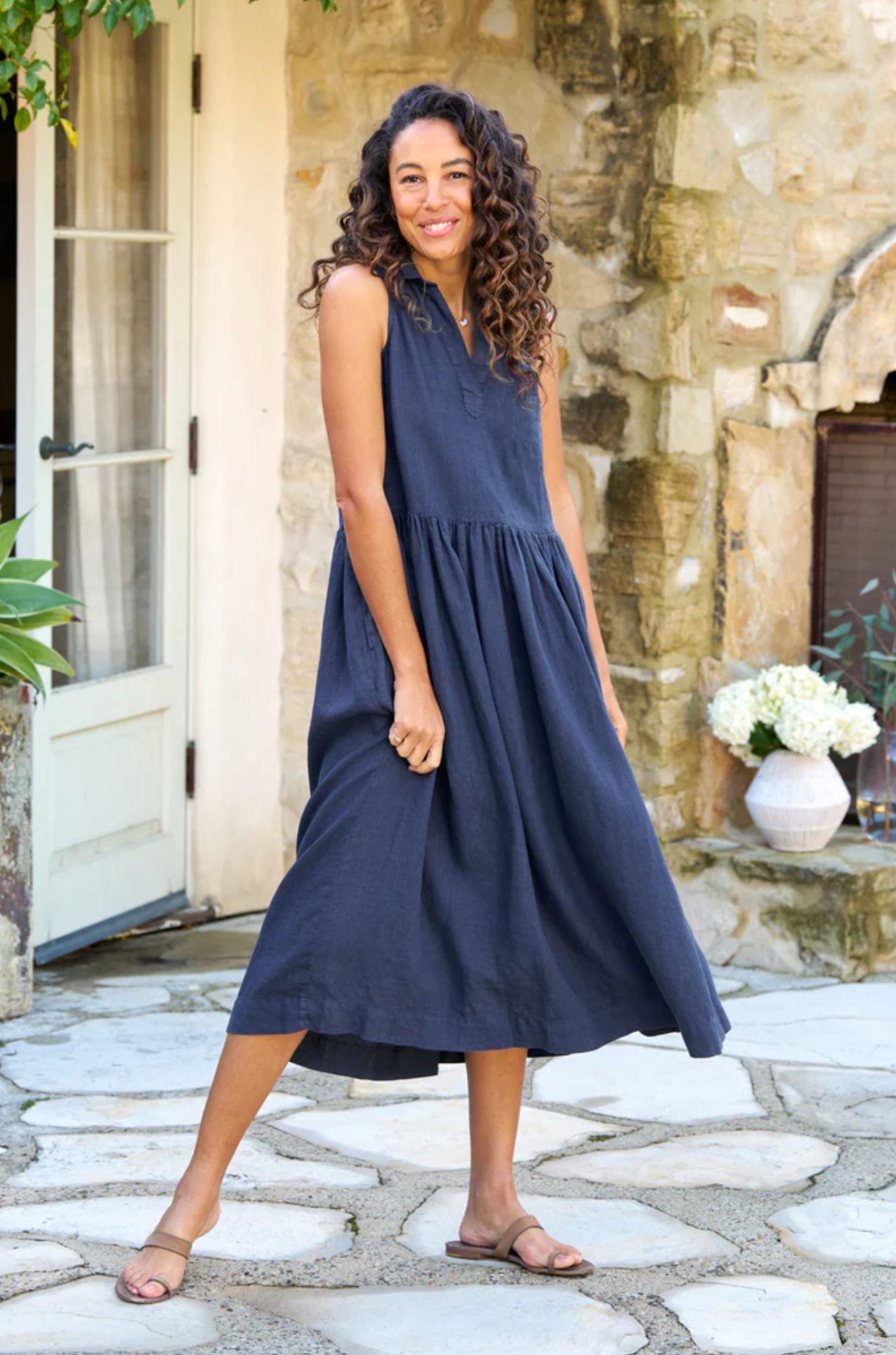 Daphne dress navy front