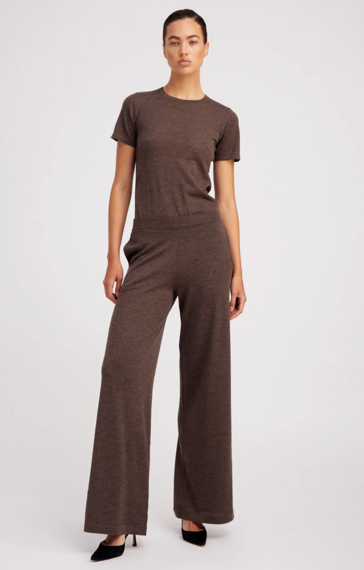 Cashmere Tee heathered brown