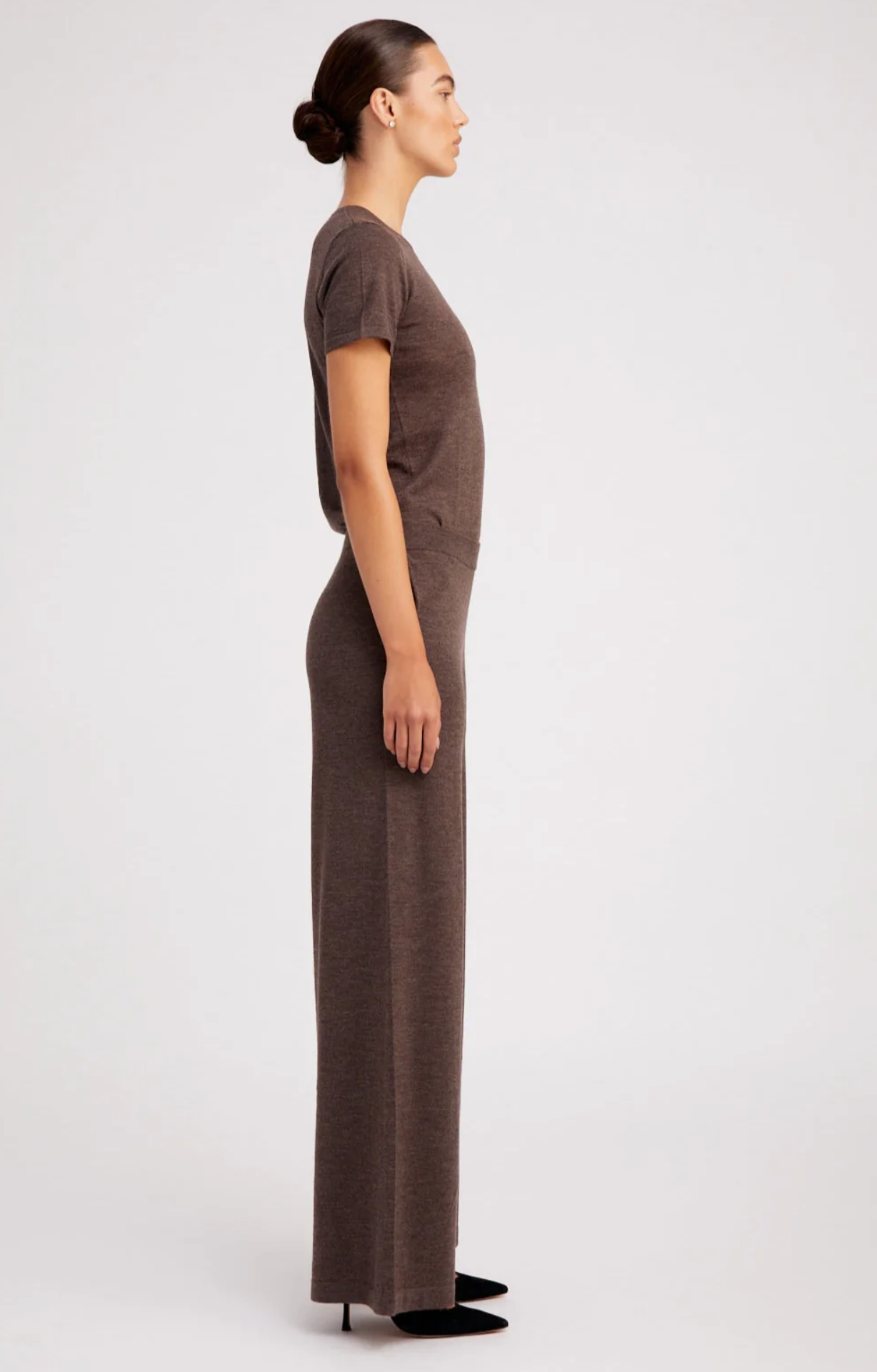 Cashmere Tee heathered brown