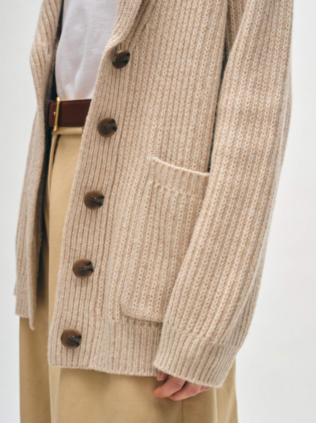 Cotton cashmere shawl collar cardi cream
