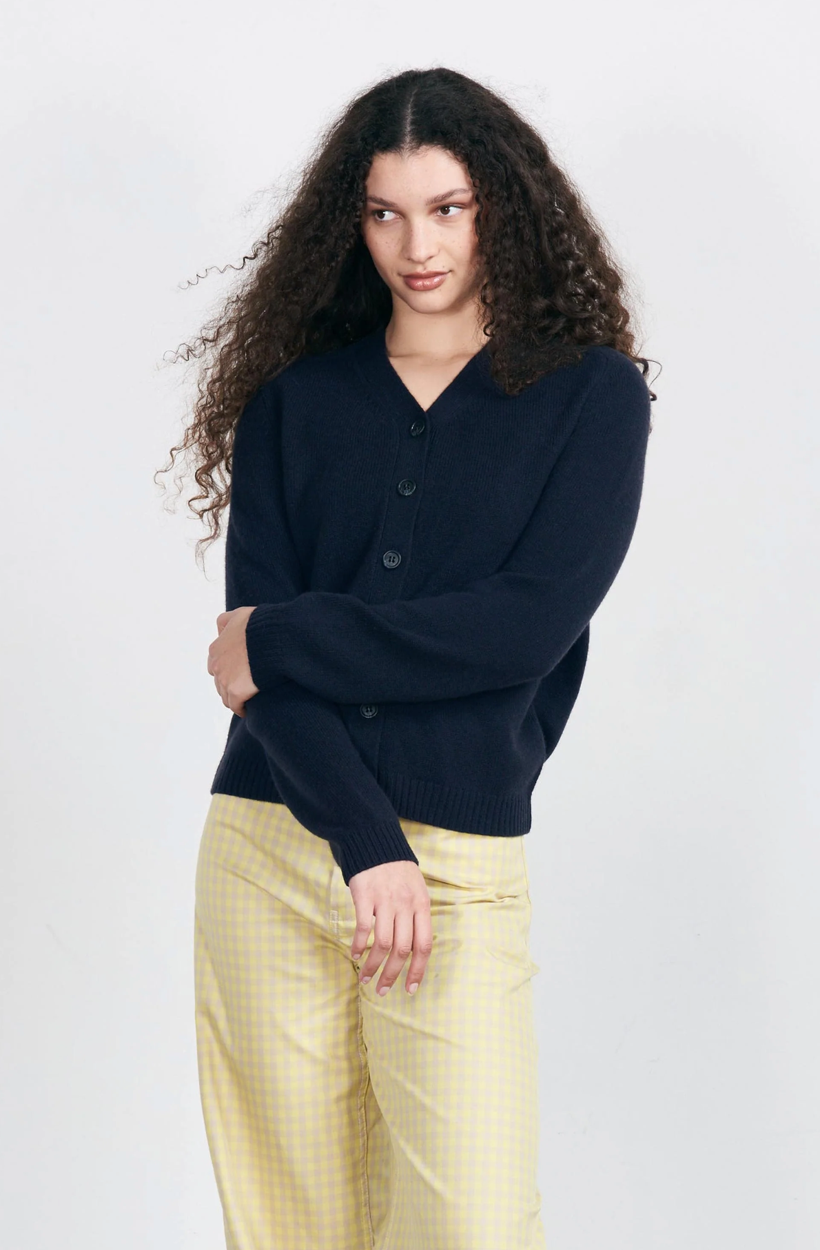 Saddle sleeve cardigan navy