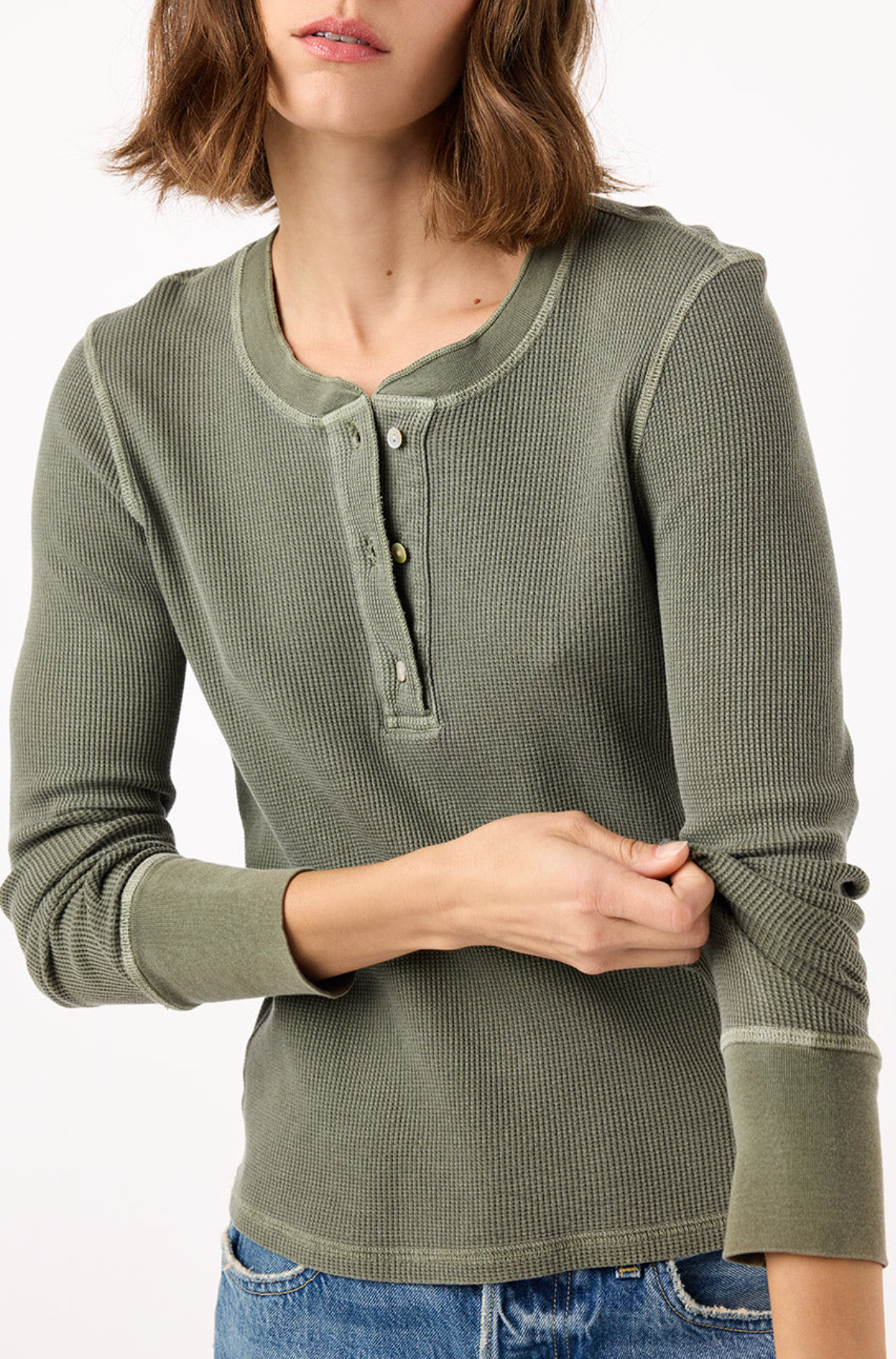 Thermal Henley in tea leaf