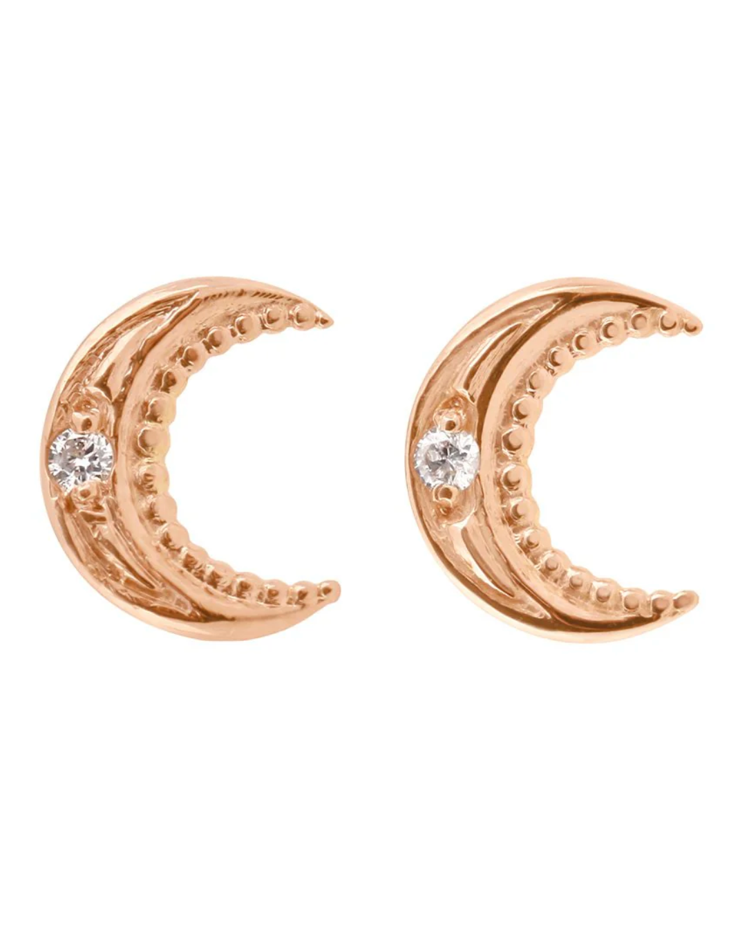 Petit rose gold  moons w/ diamonds