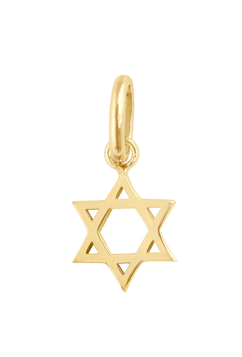 18 ct gold star of david pendant