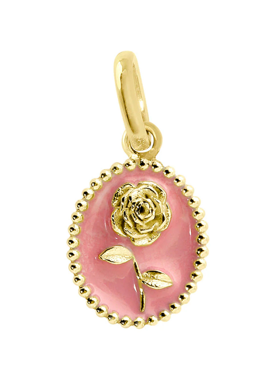 18ct yellow gold w/ rose & fuschia enamel