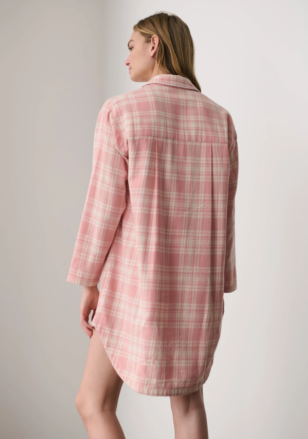 Pink plaid sleepshirt back