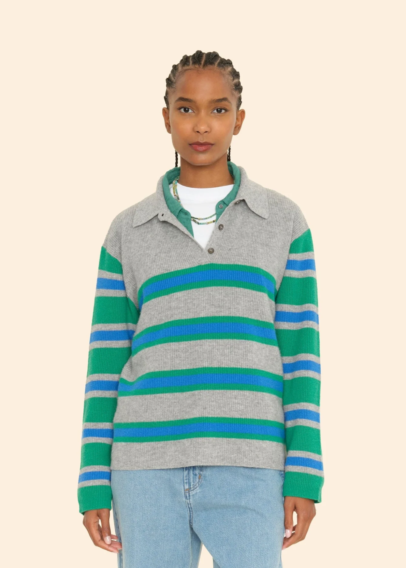 Maude sweater grey/green/blue