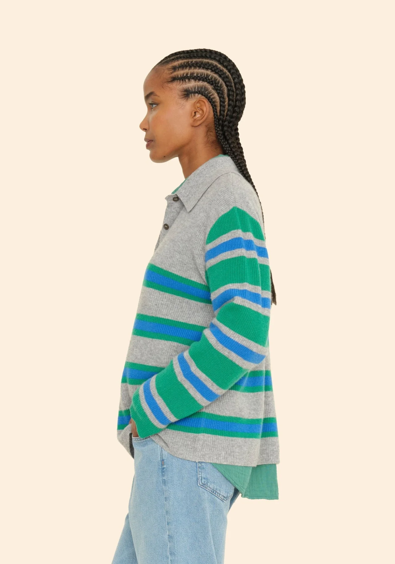 Maude sweater grey/green/blue