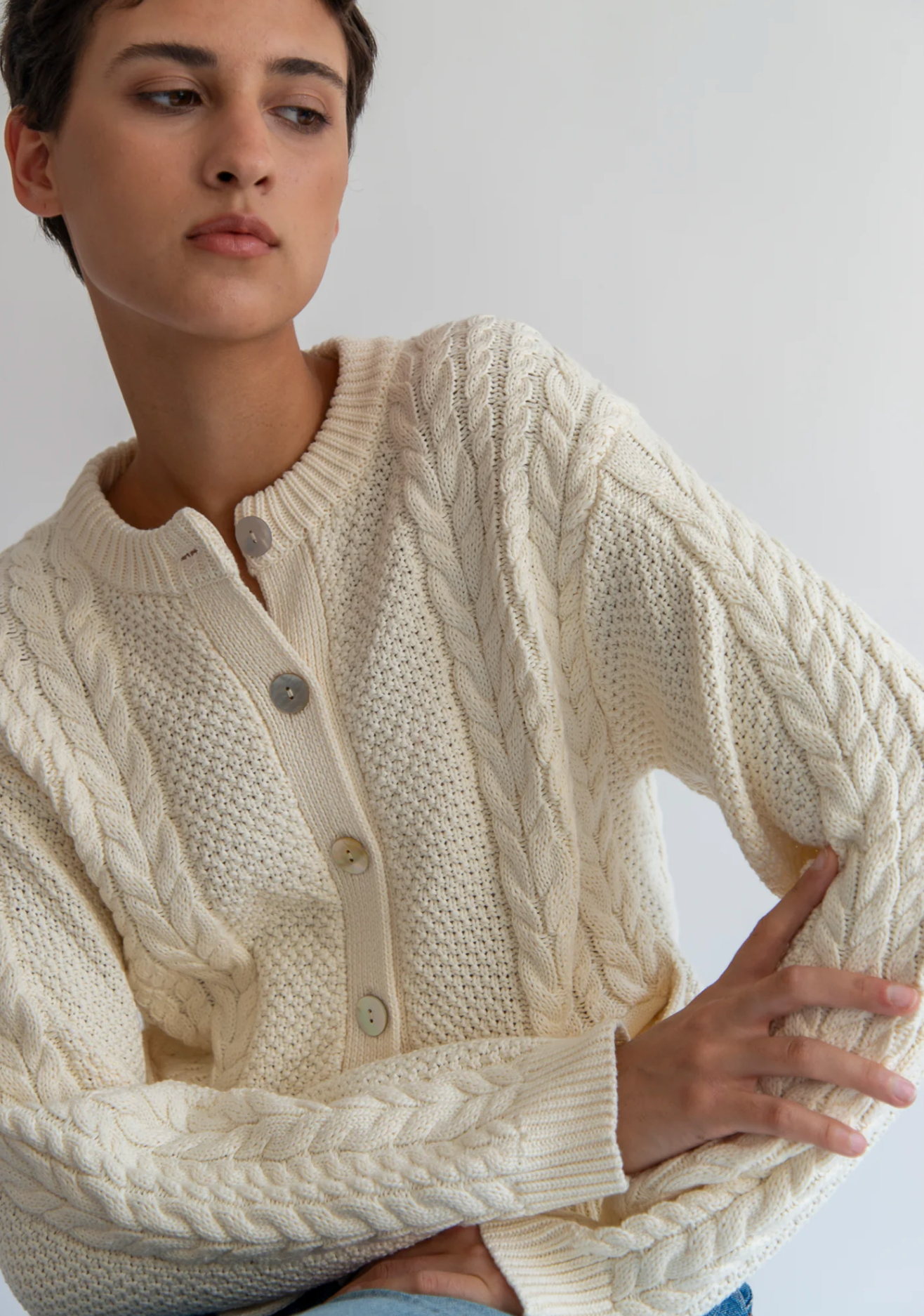 Esme Cardigan in ivory | Demy Lee