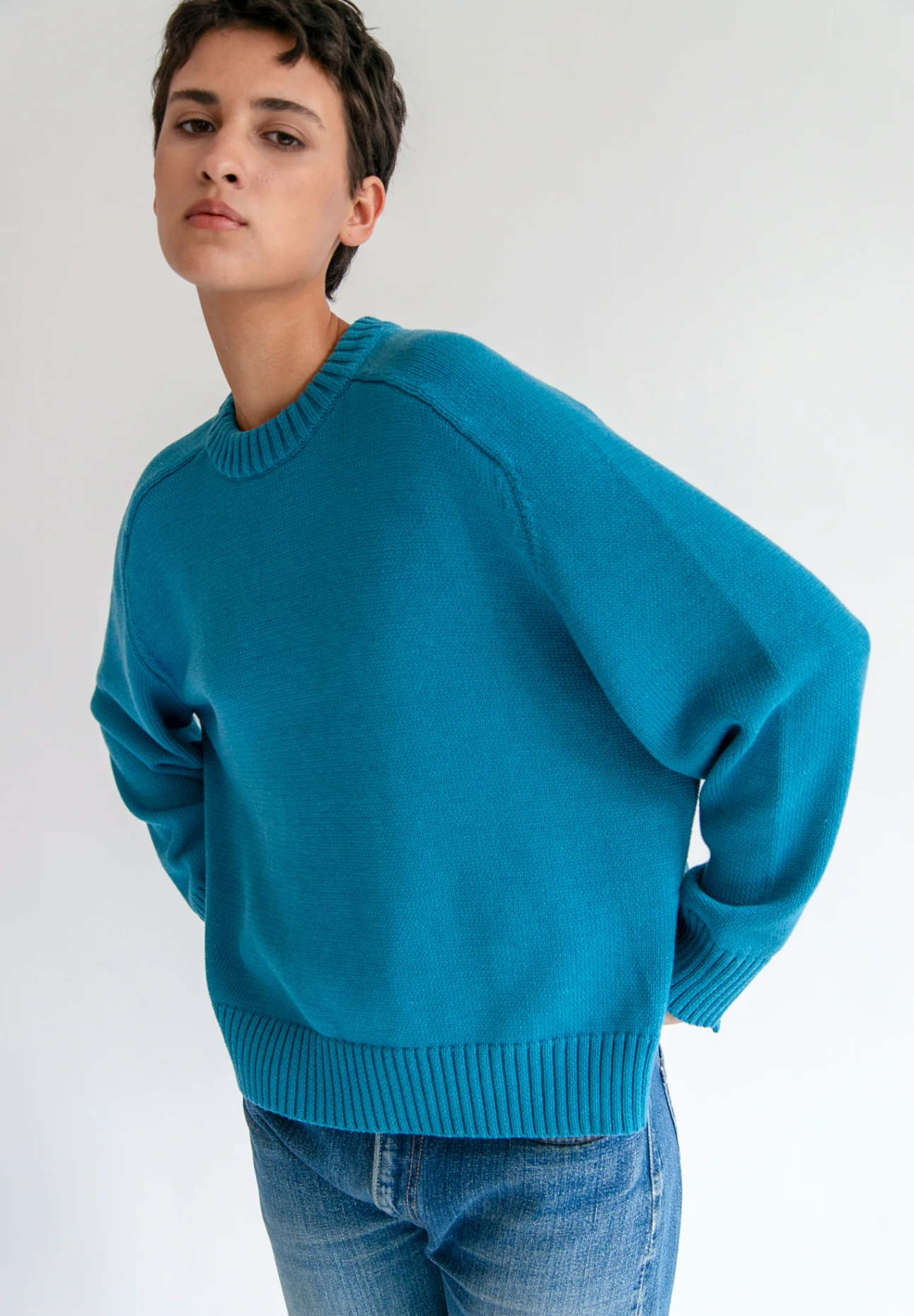 Haruhi Crew neck in azure | Demy lee | MARKET