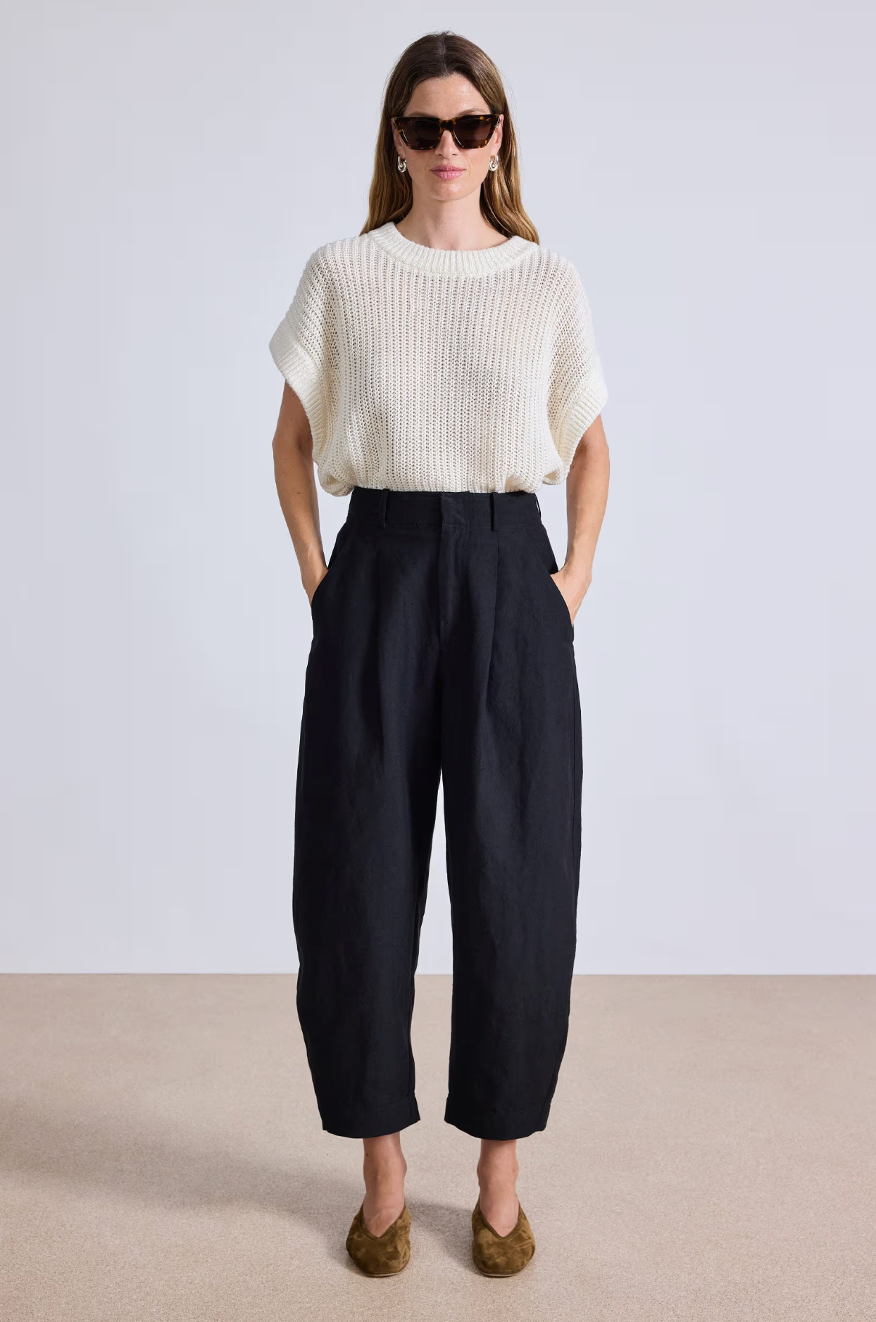 Bari cropped trouser in black. Apiece Apart. MARKET