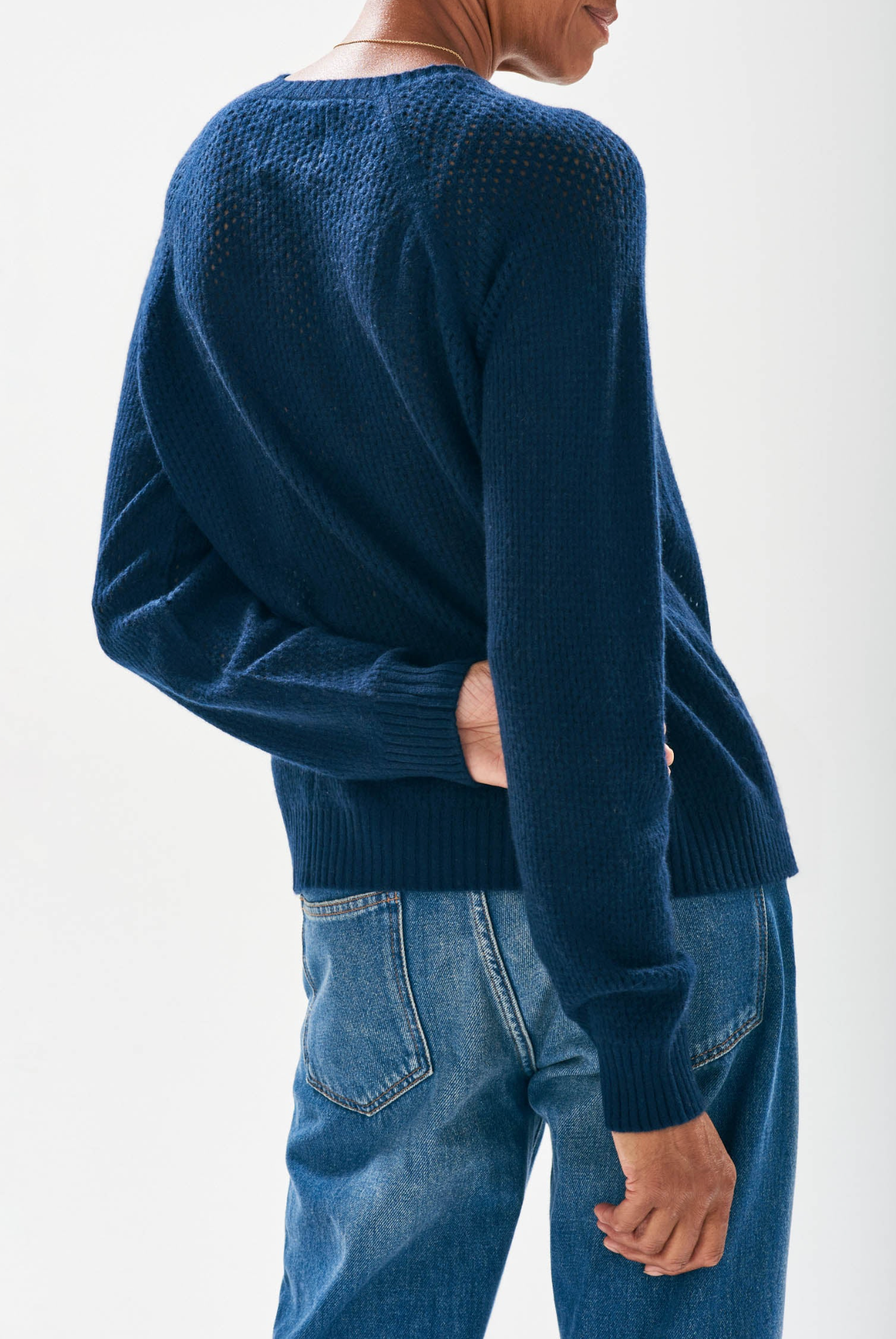 Holey contrast sweater navy | Jumper 1234 | MARKET 