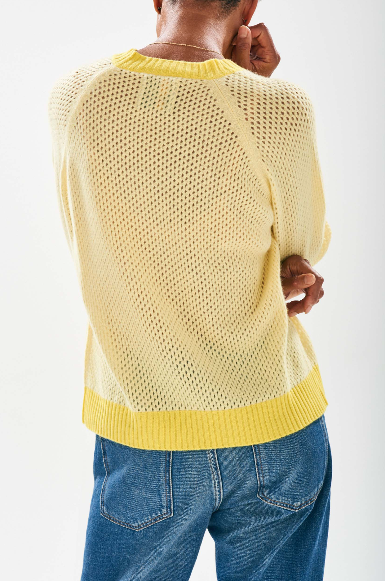 Holey contrast sweater yellow | Jumper 1234 | MARKET 