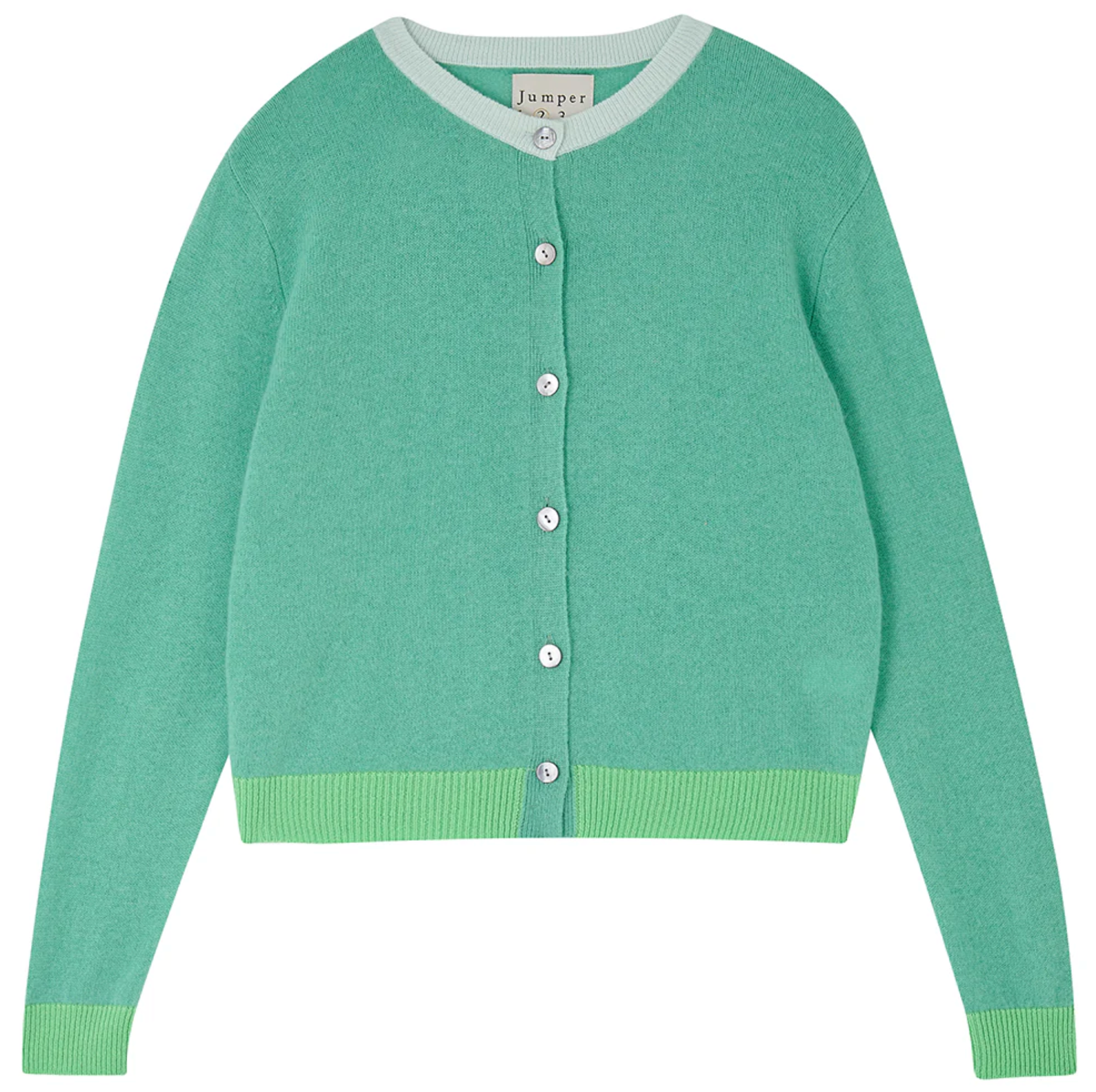 Contrast rib cardi in mint | Jumper 1234 | MARKET 