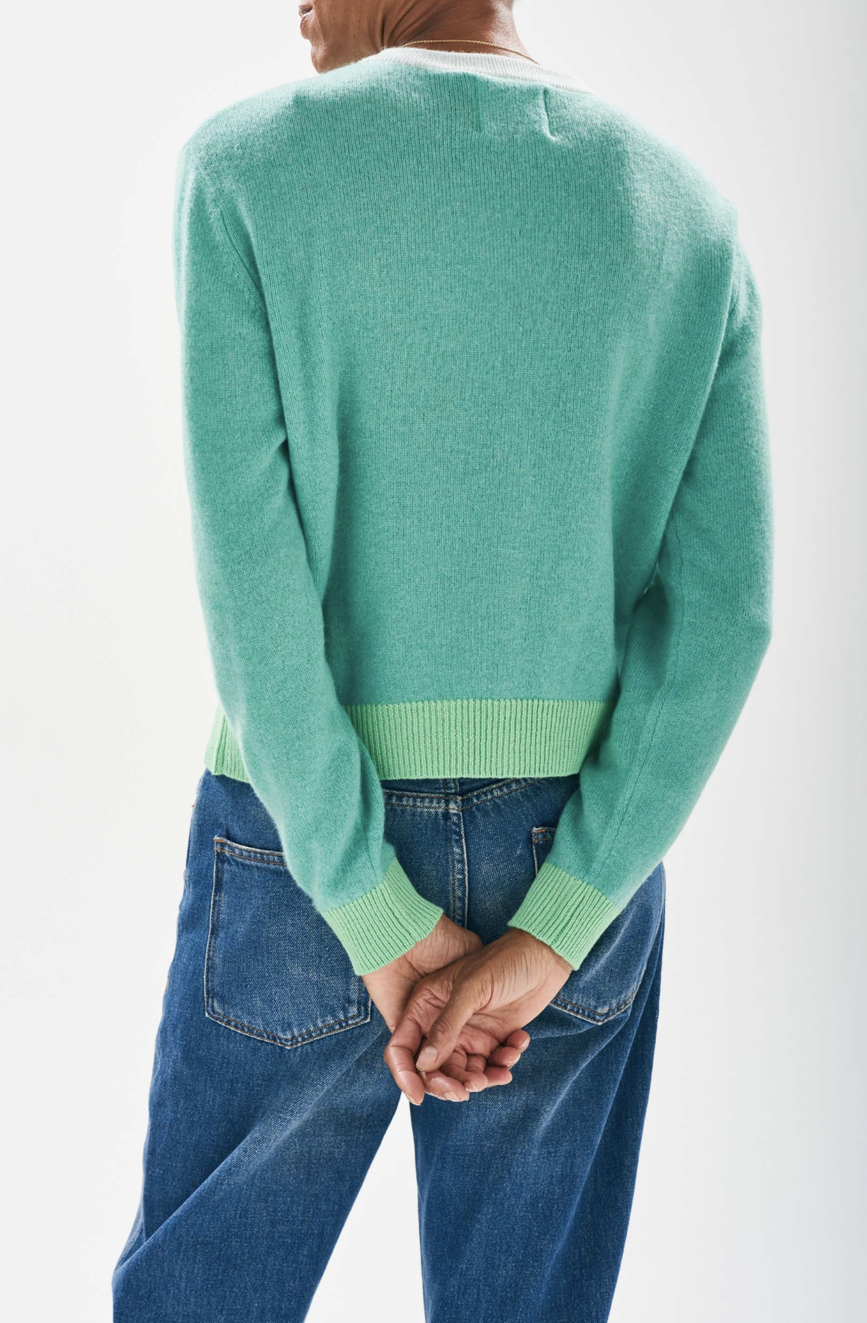 Contrast rib cardi in mint | Jumper 1234 | MARKET 