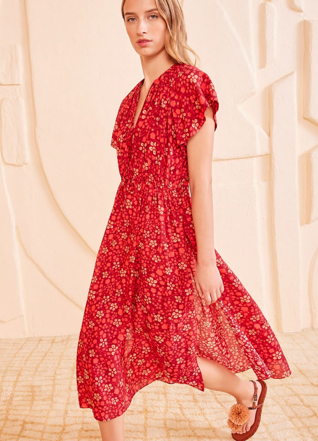 【ULLA JOHNSON】プリント cotton-blend voile coverup Marlen Sleeveless Dress Coverup - White Gardenia Black
