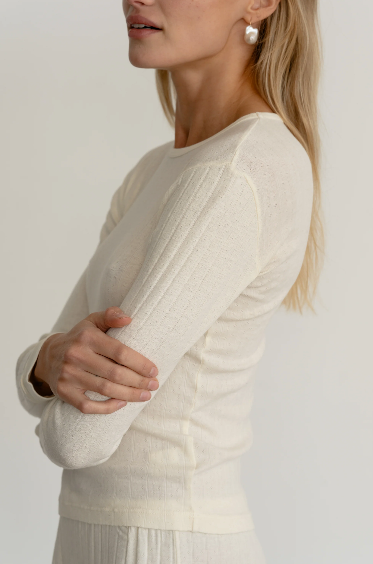 Pointelle L/S Tee cream | Donni | MARKET