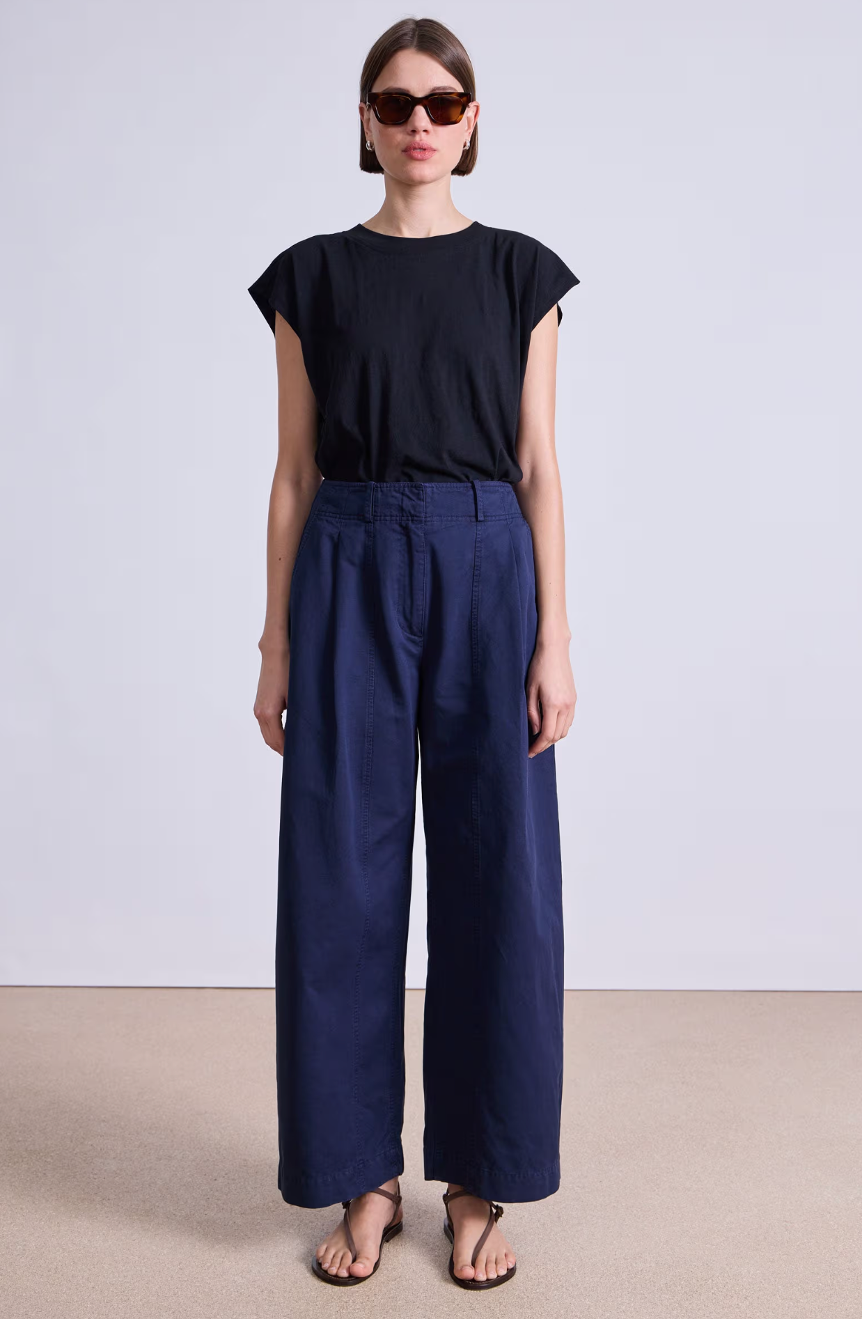 Cropped Cybil Trouser Navy | Apiece Apart | MARKET 