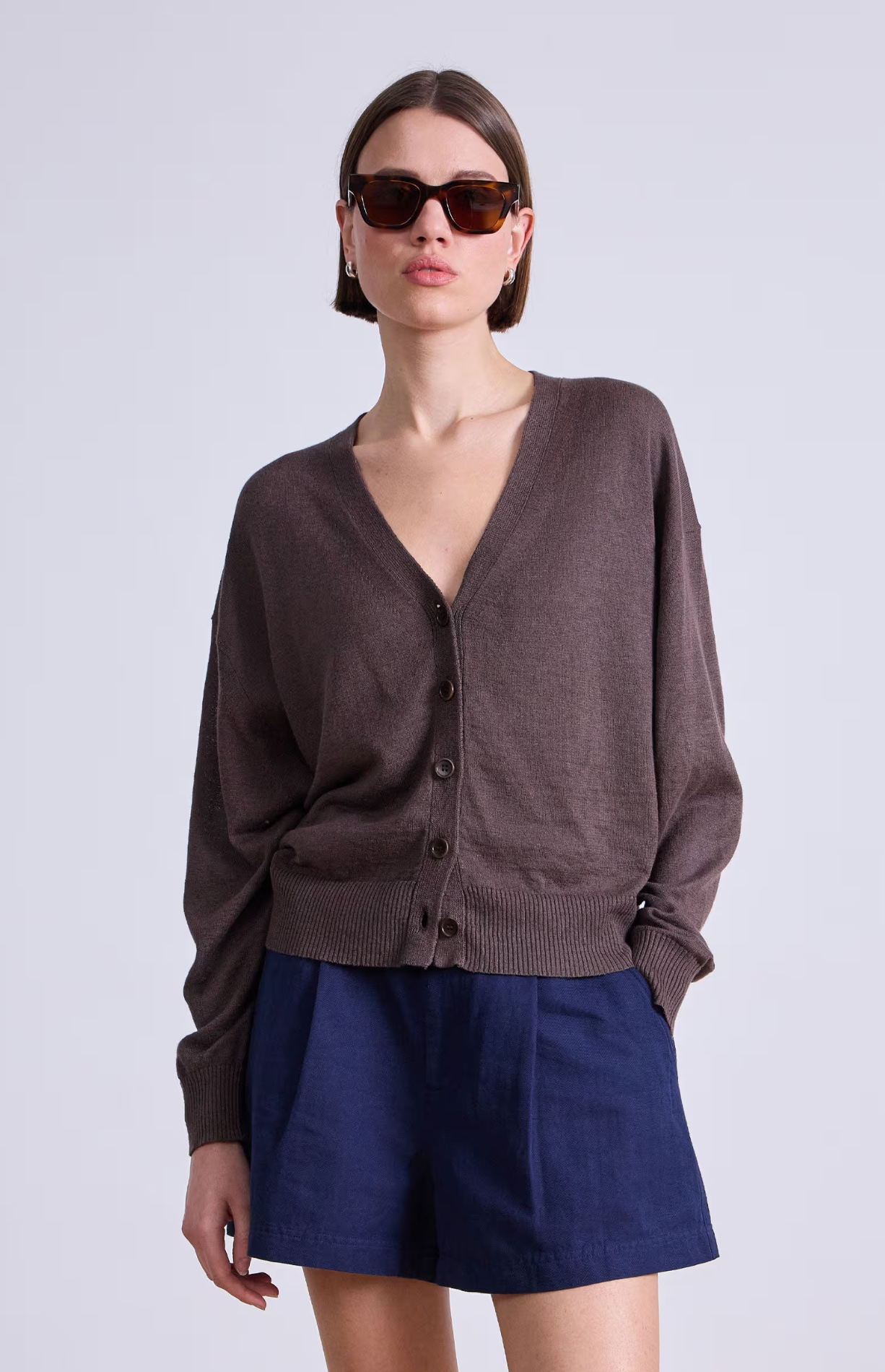 Fine Weight Cardi espresso | Apiece Apart | MARKET 