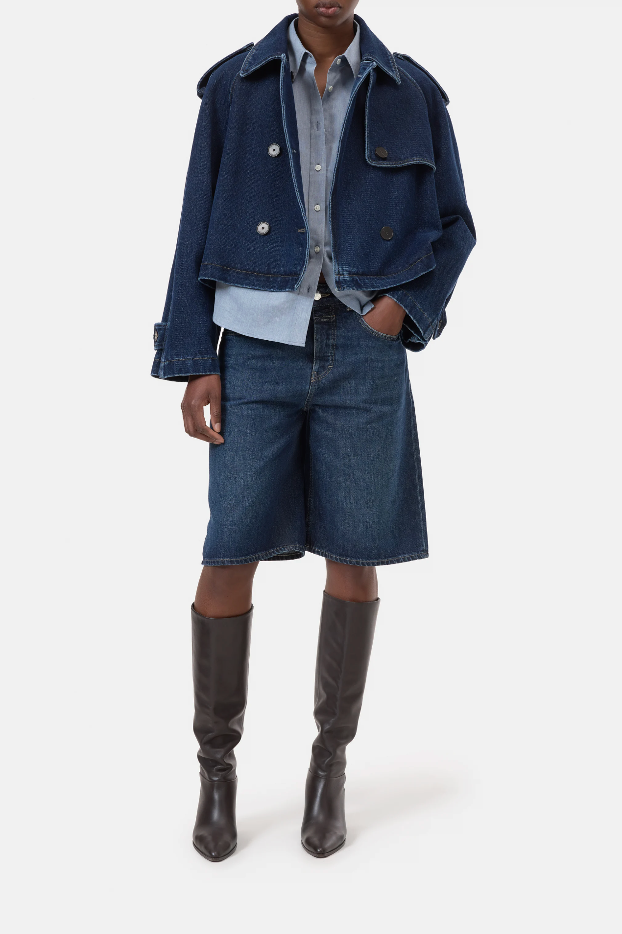 cropped trench in denim | Closed | MARKET