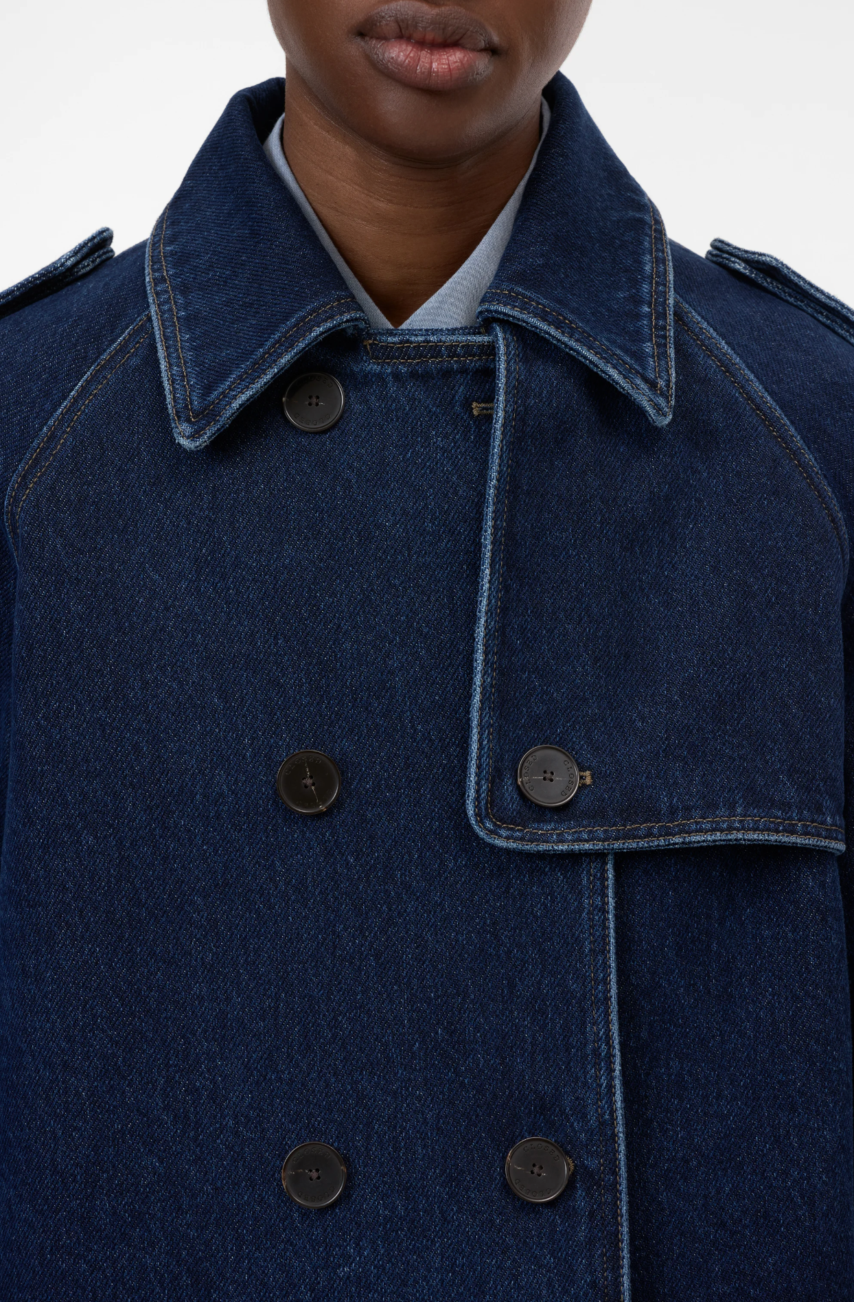 cropped trench in denim | Closed | MARKET