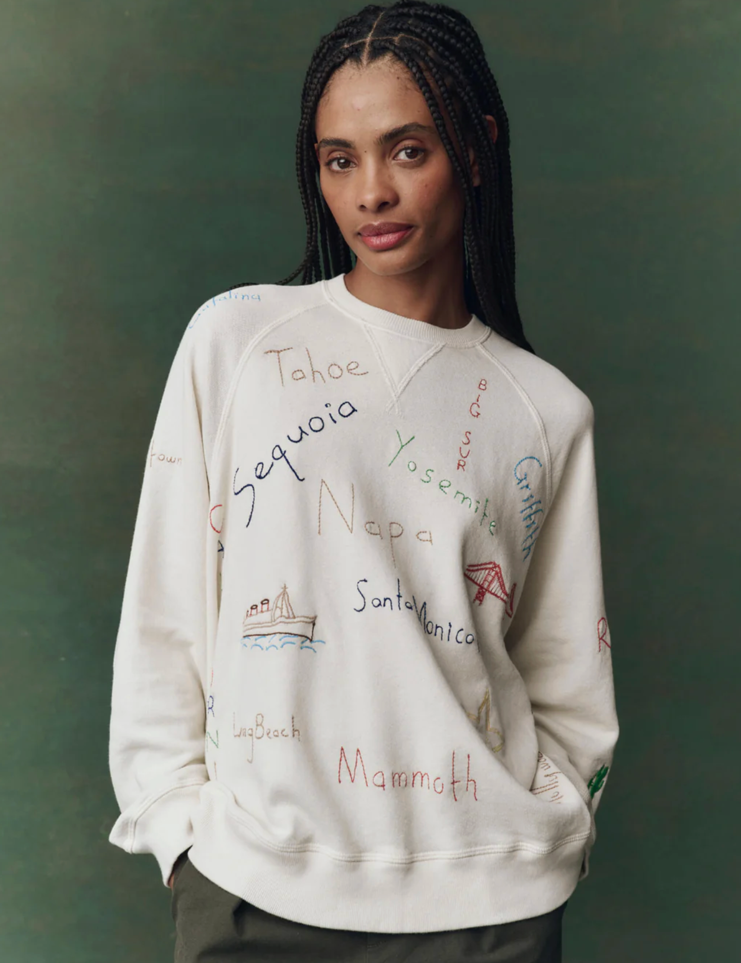 The Slouch w/ golden state emb. washed white | The Great | MARKET