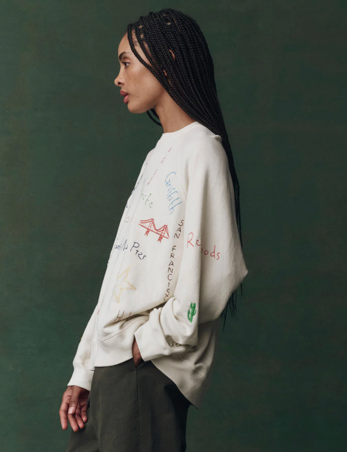 The Slouch w/ golden state emb. washed white | The Great | MARKET