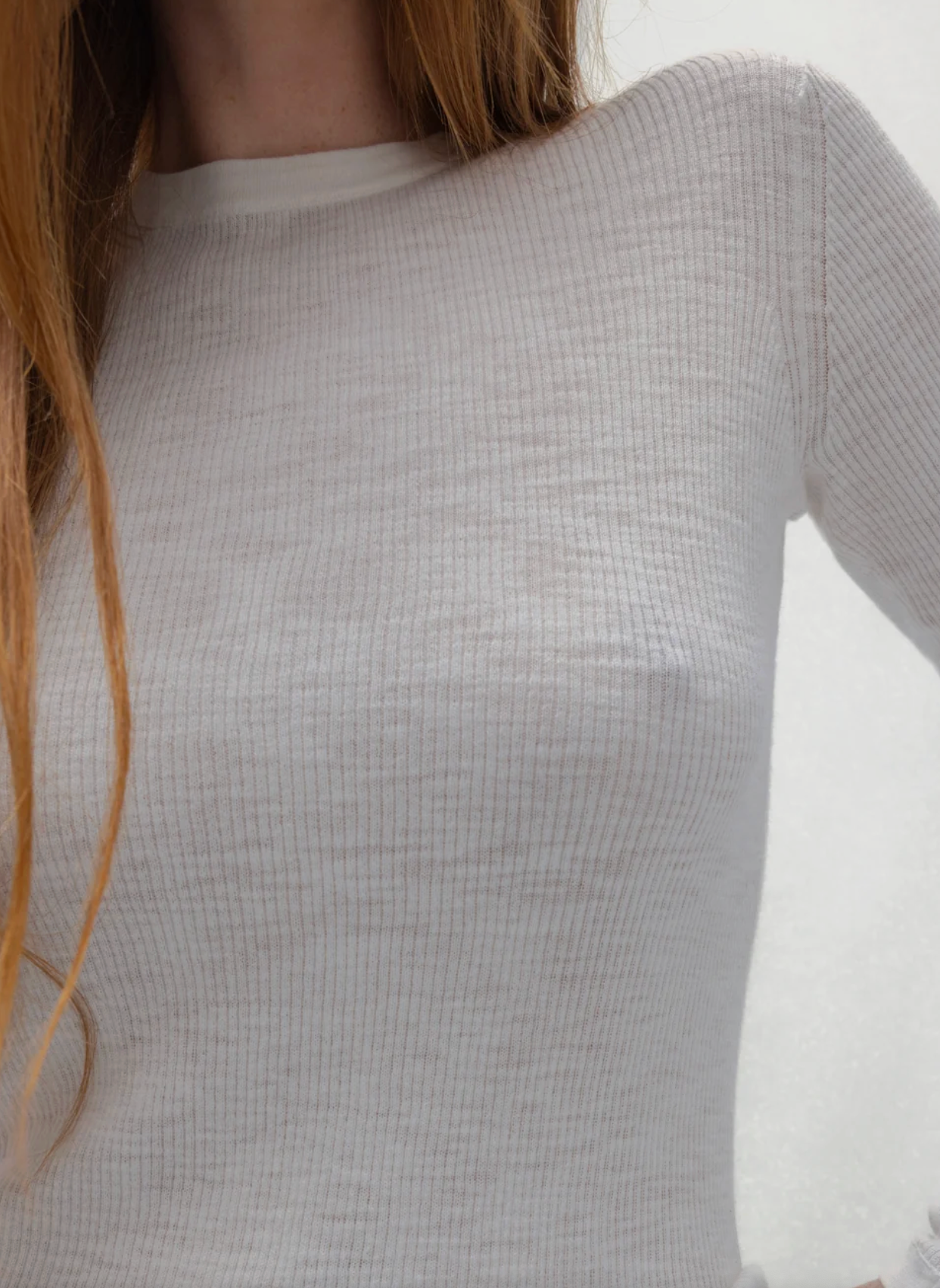 L/S ribbed tee white | Naked Cashmere | MARKET
