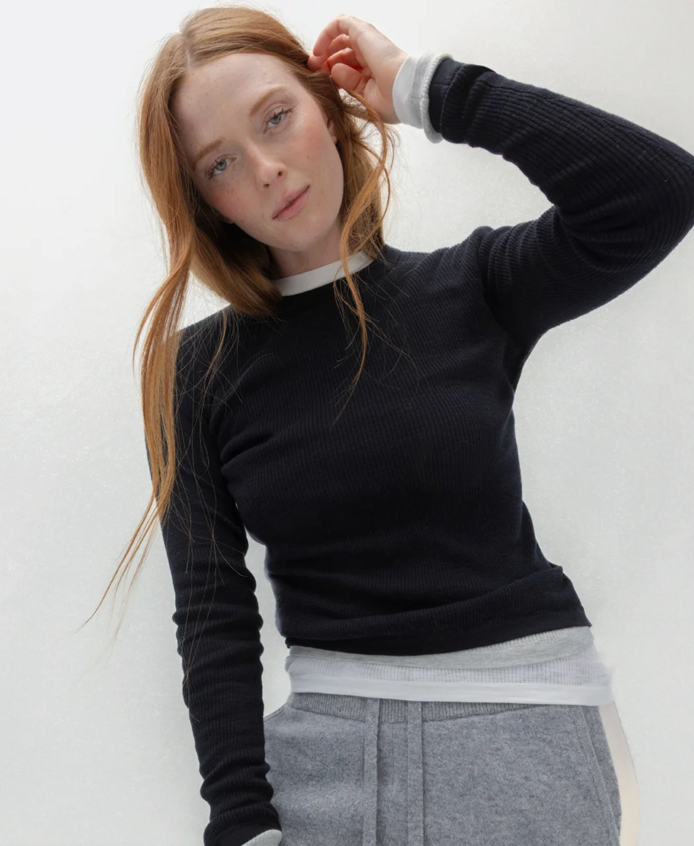 L/S ribbed tee black | Naked Cashmere | MARKET