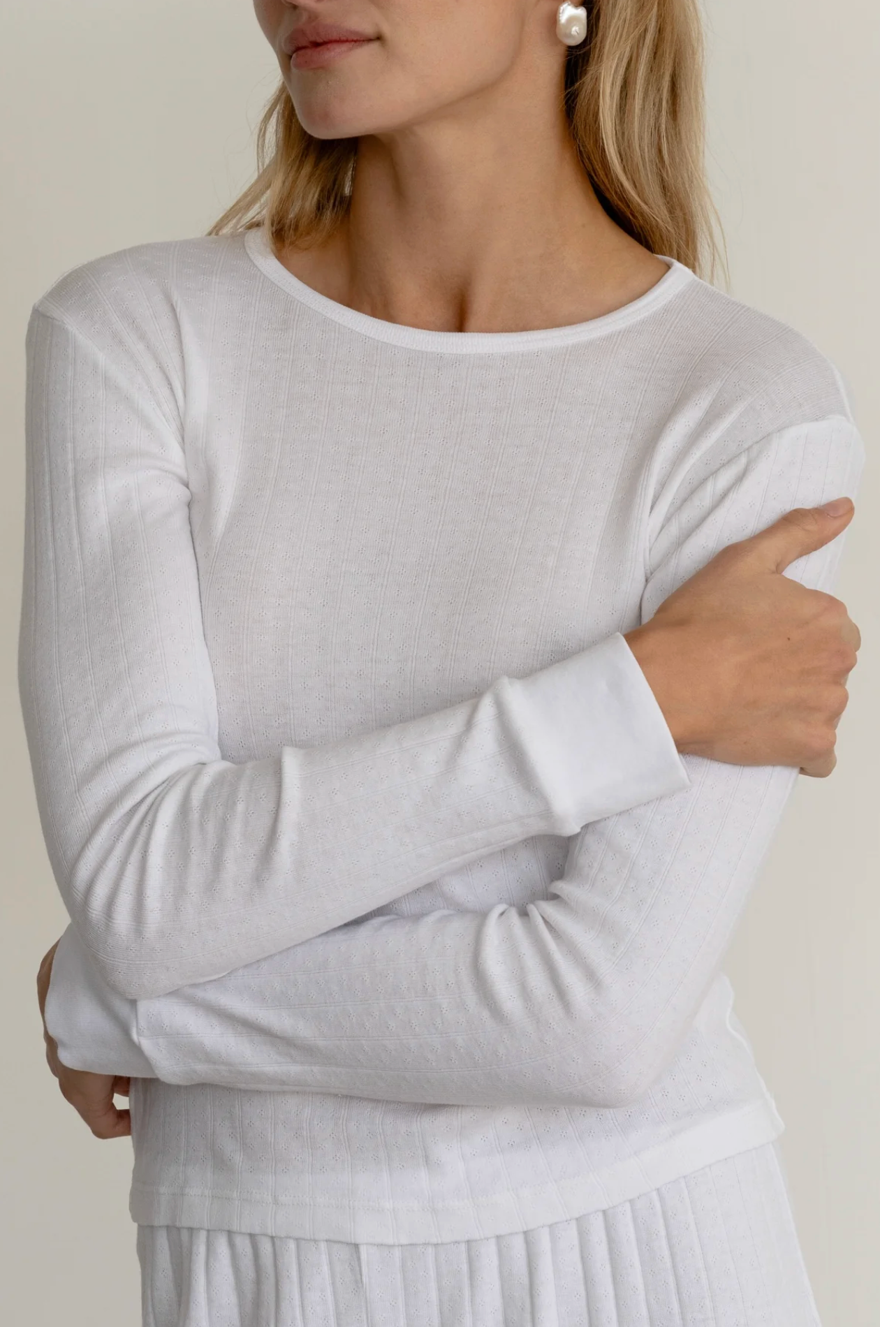 Pointelle tee l/s white | Donni | MARKET