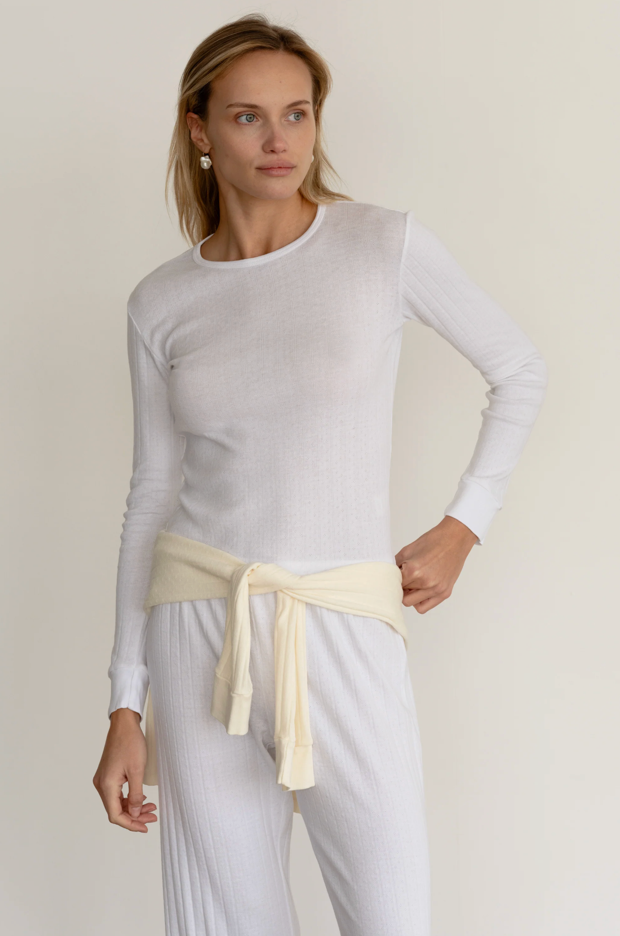 Pointelle tee l/s white | Donni | MARKET