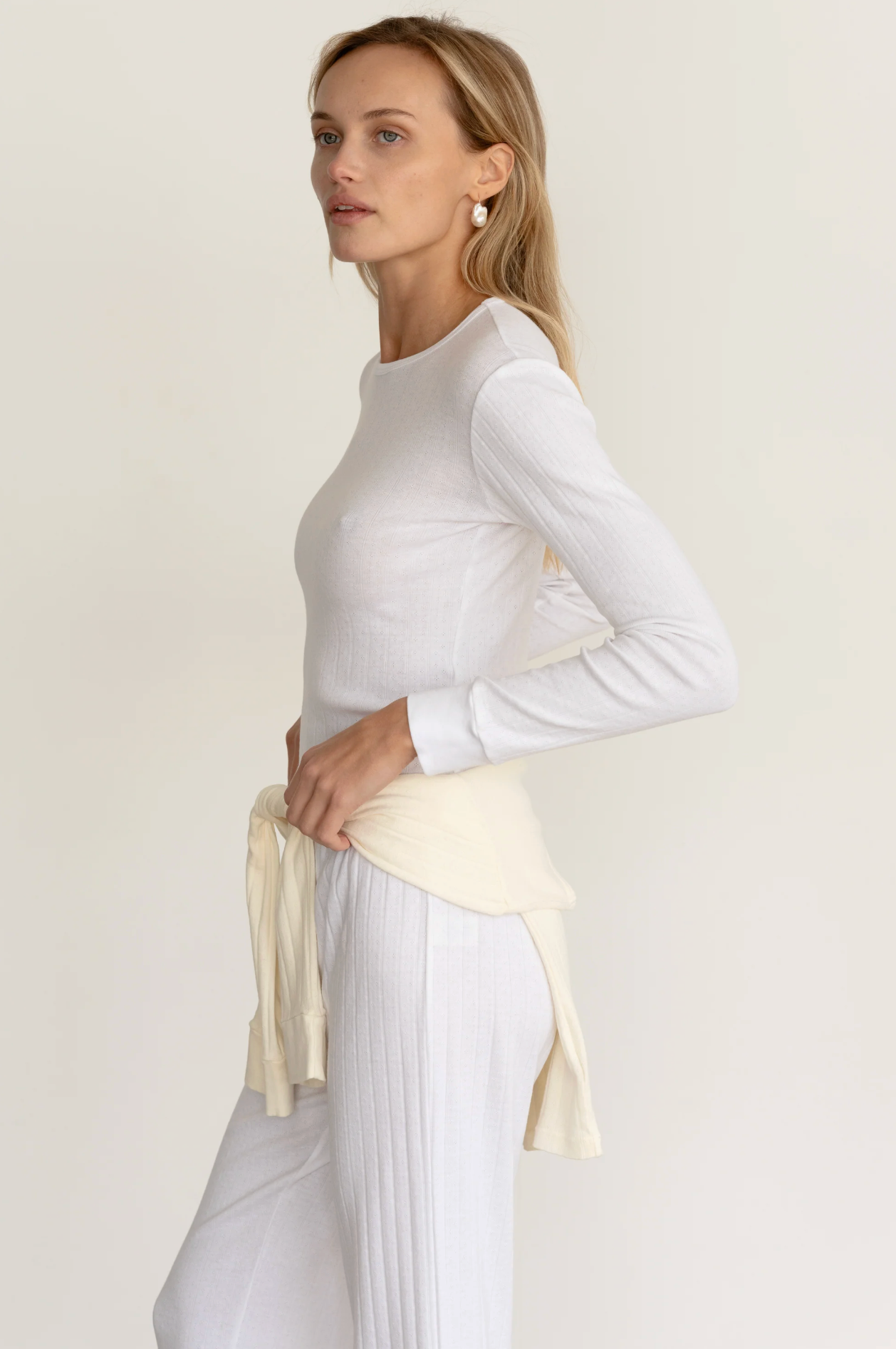 Pointelle tee l/s white | Donni | MARKET