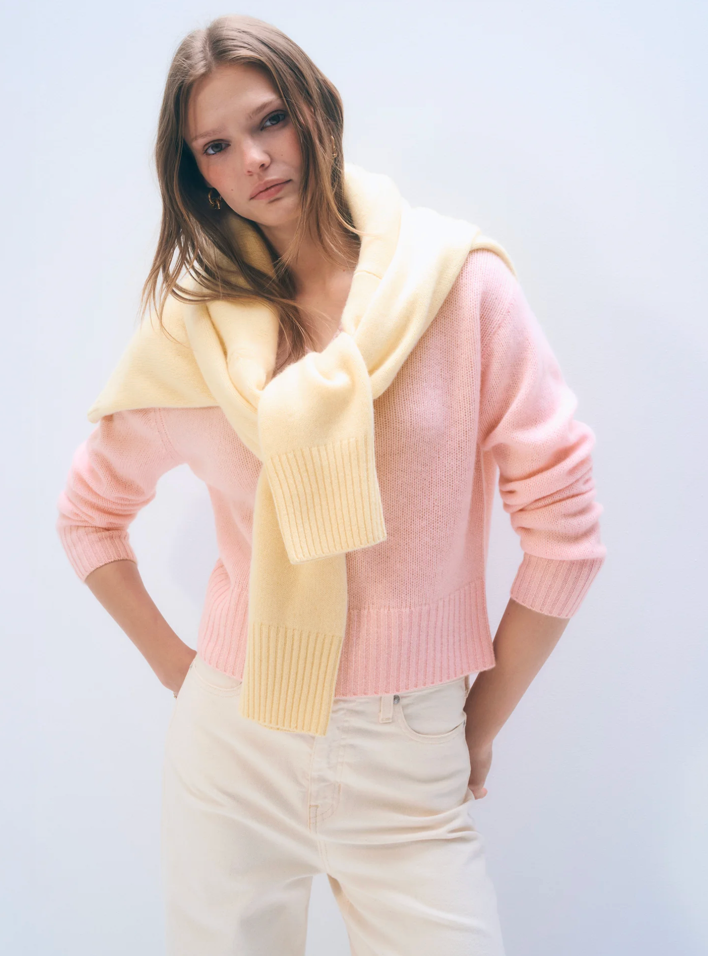 FEATHERWEIGHT CASHMERE V NECK pink | White & Warren | MARKET