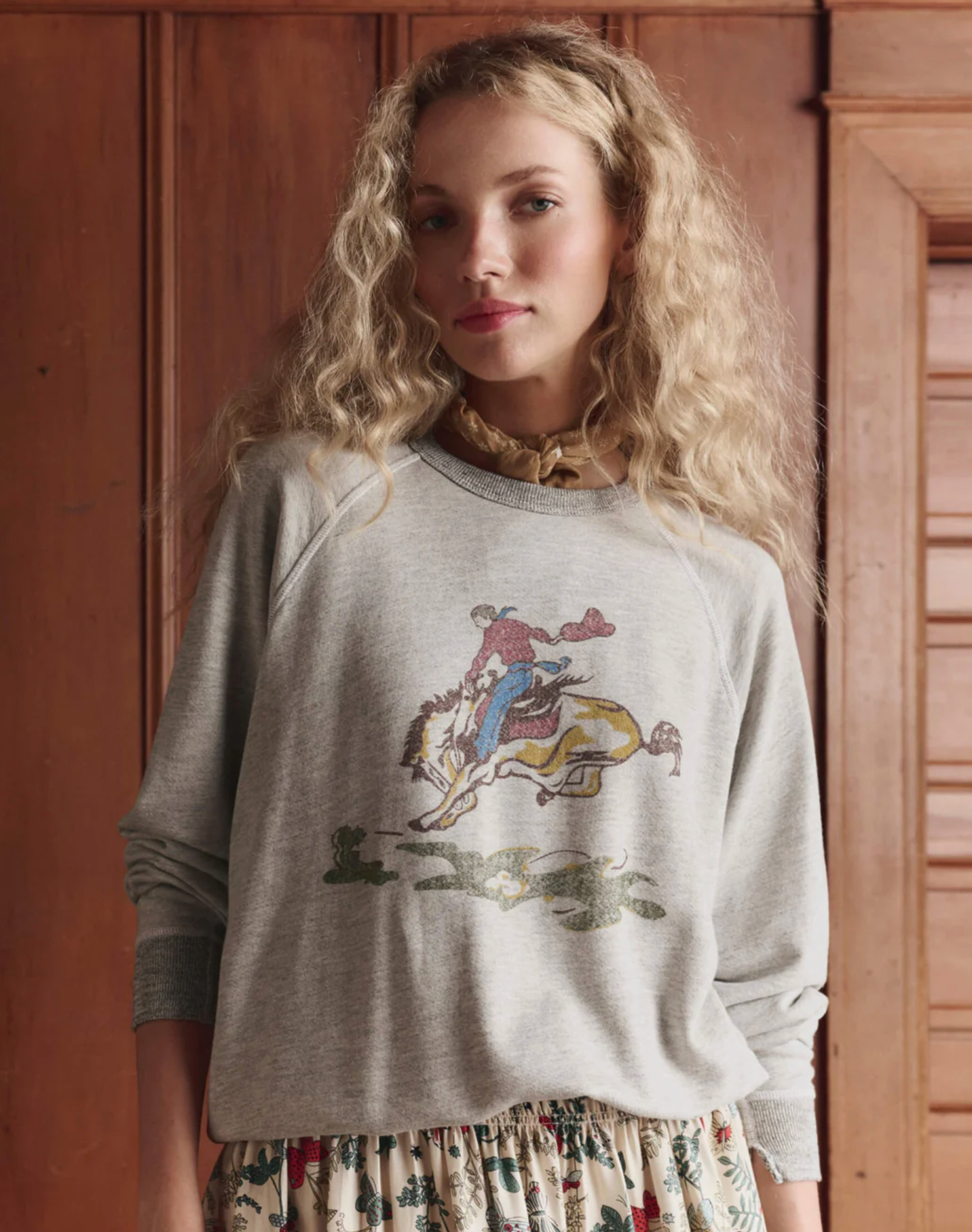 College sweatshirt rider graphic grey | The Great | MARKET