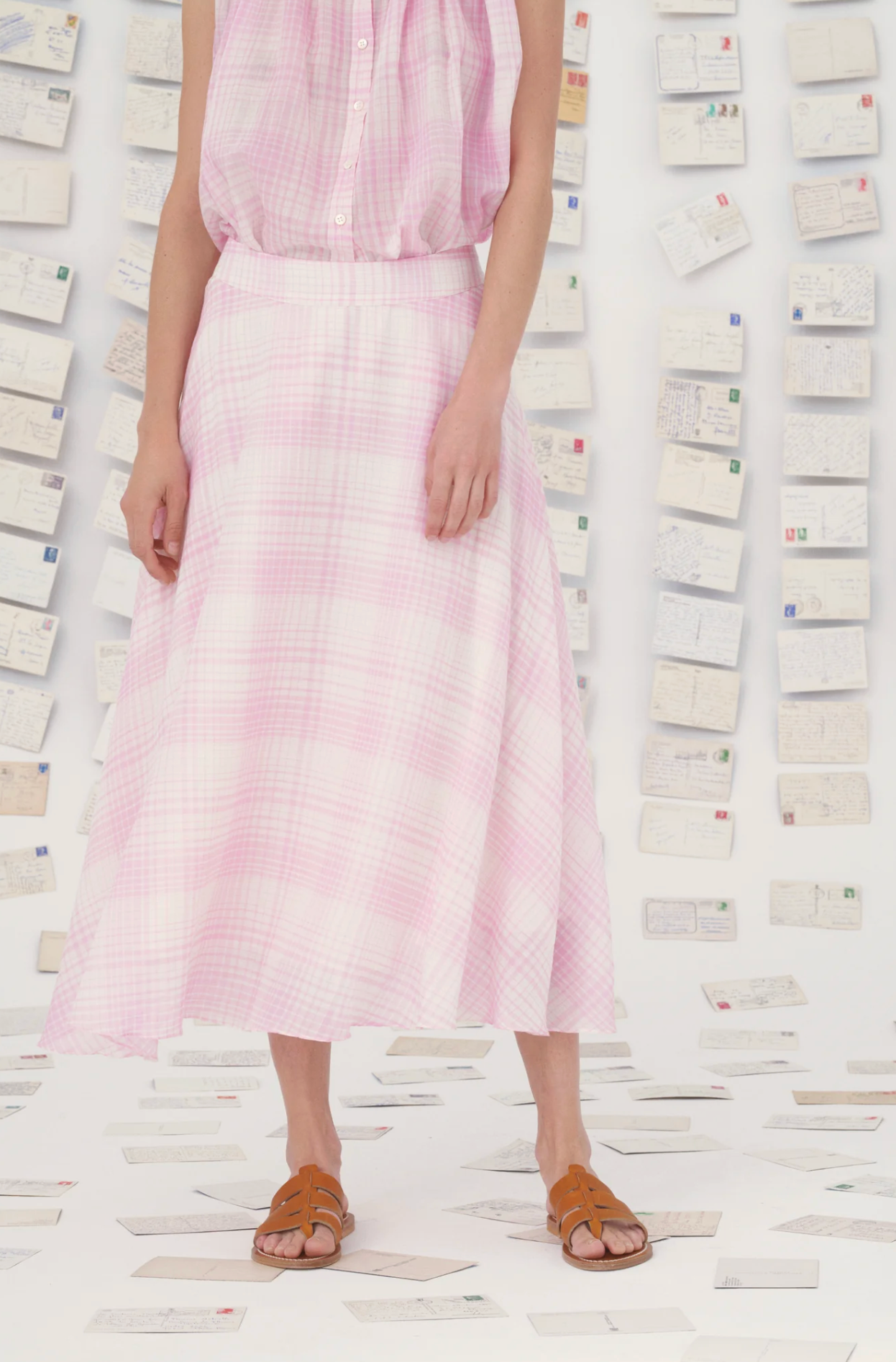 Pink plaid skirt