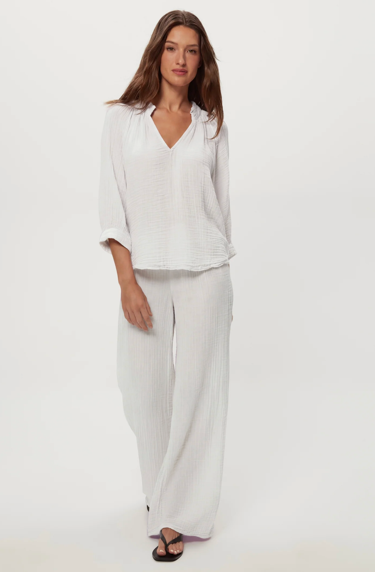 Kali Gauze ruffle neck  white | Michael Stars | MARKET