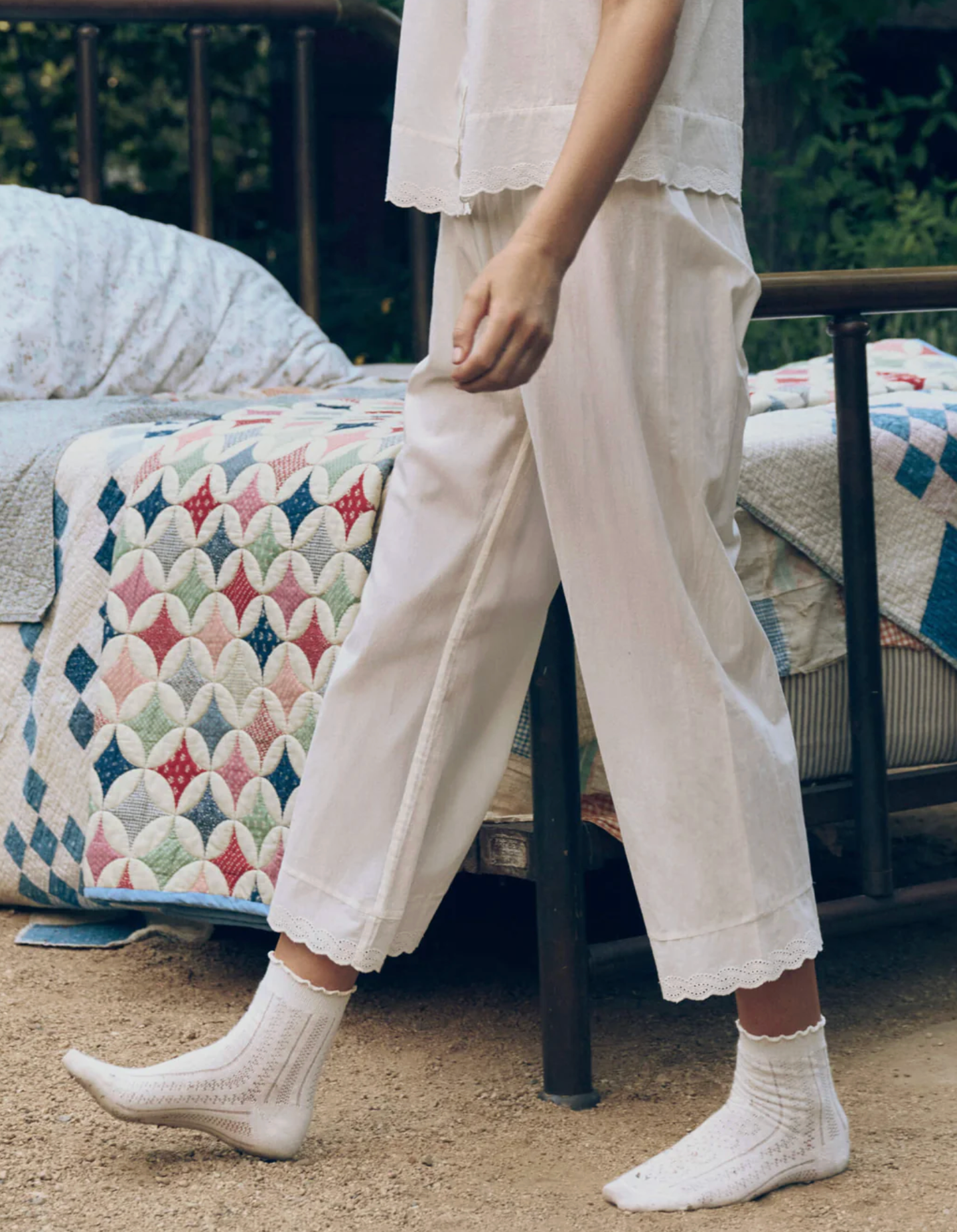 eyelet sleep pant white | The Great | MARKET