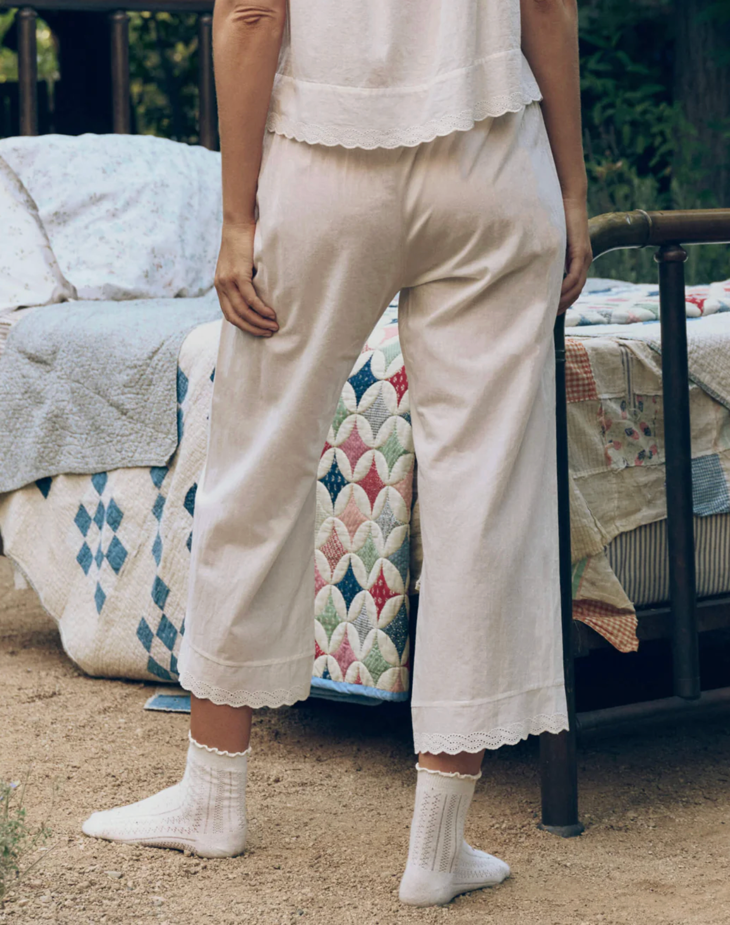 eyelet sleep pant white | The Great | MARKET