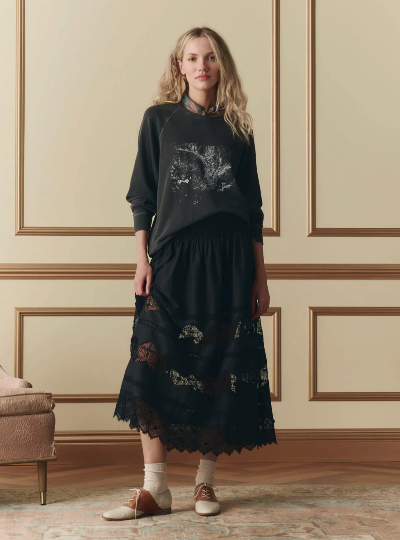 Rosette crochet canary skirt black | The Great | MARKET